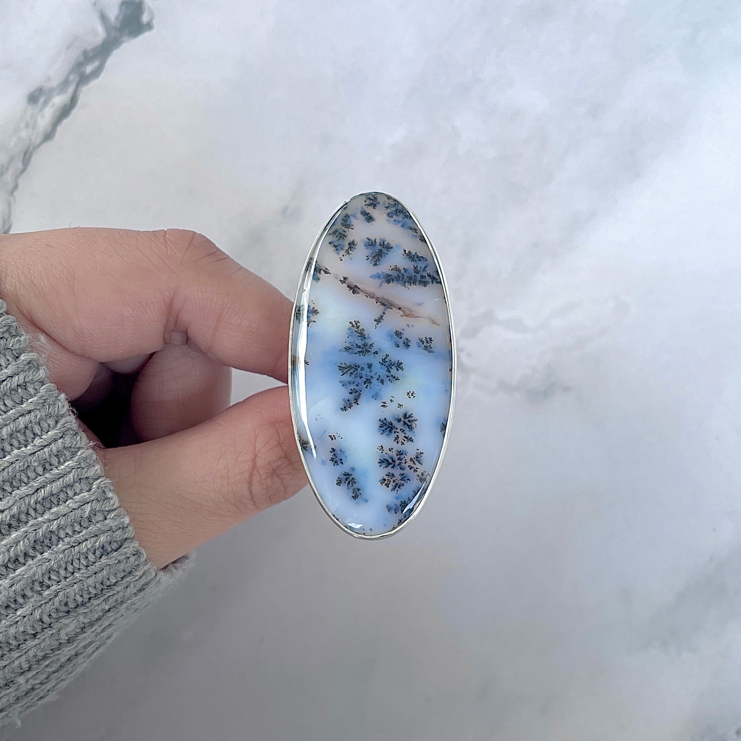 Russian Dendritic Agate Adjustable Ring-(RDA-R-69.)