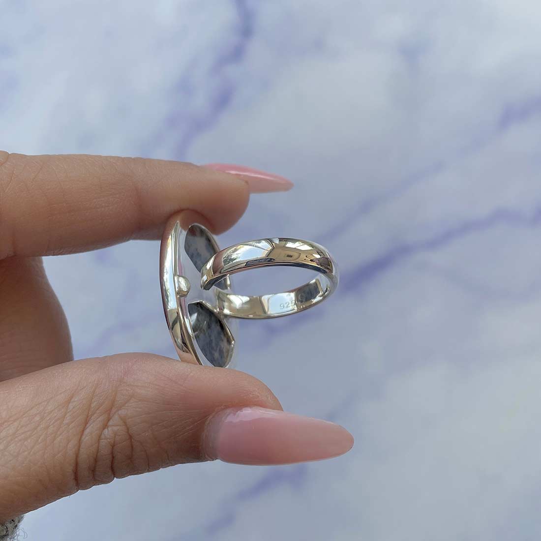 Russian Dendritic Agate Adjustable Ring-(RDA-R-7.)