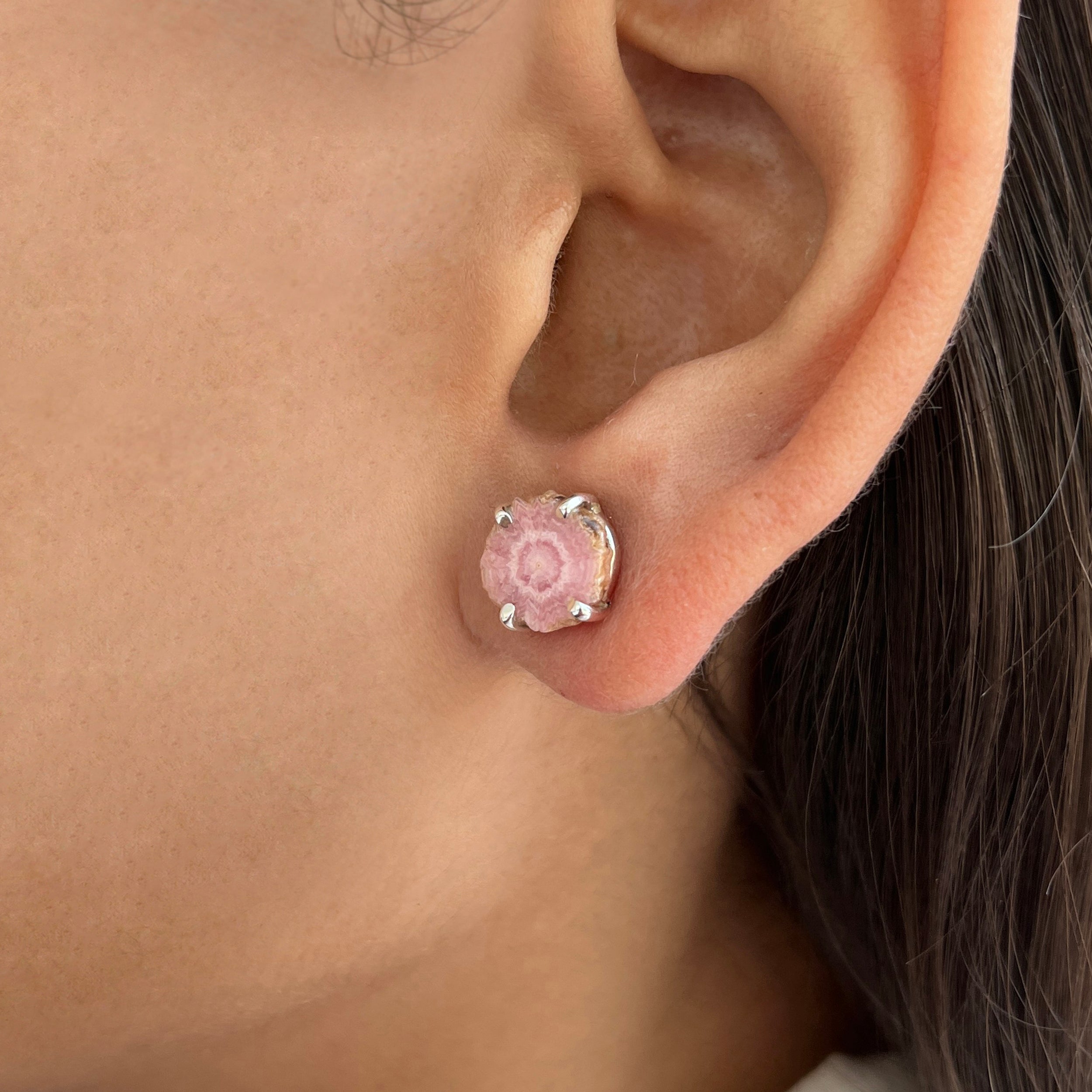 Rhodochrosite Stalactite Stud Earring-(RDC-E-66.)
