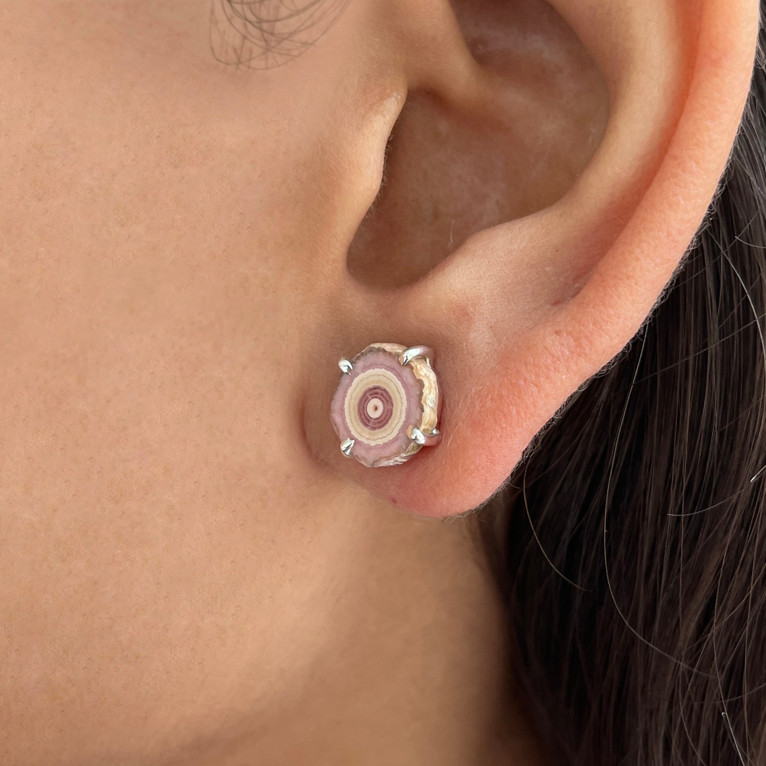 Rhodochrosite Stalactite Stud Earring-(RDC-E-68.)