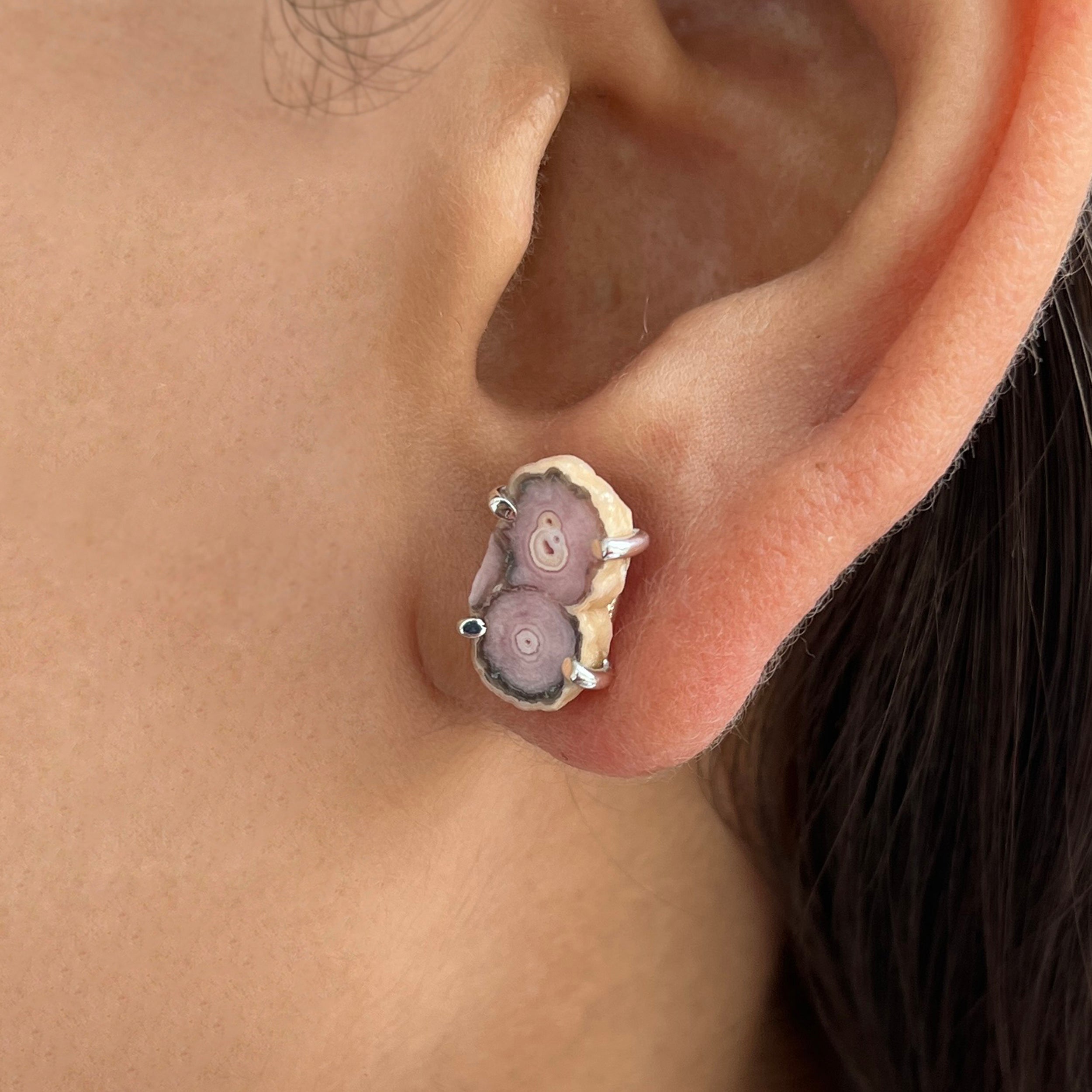 Rhodochrosite Stalactite Stud Earring-(RDC-E-70.)