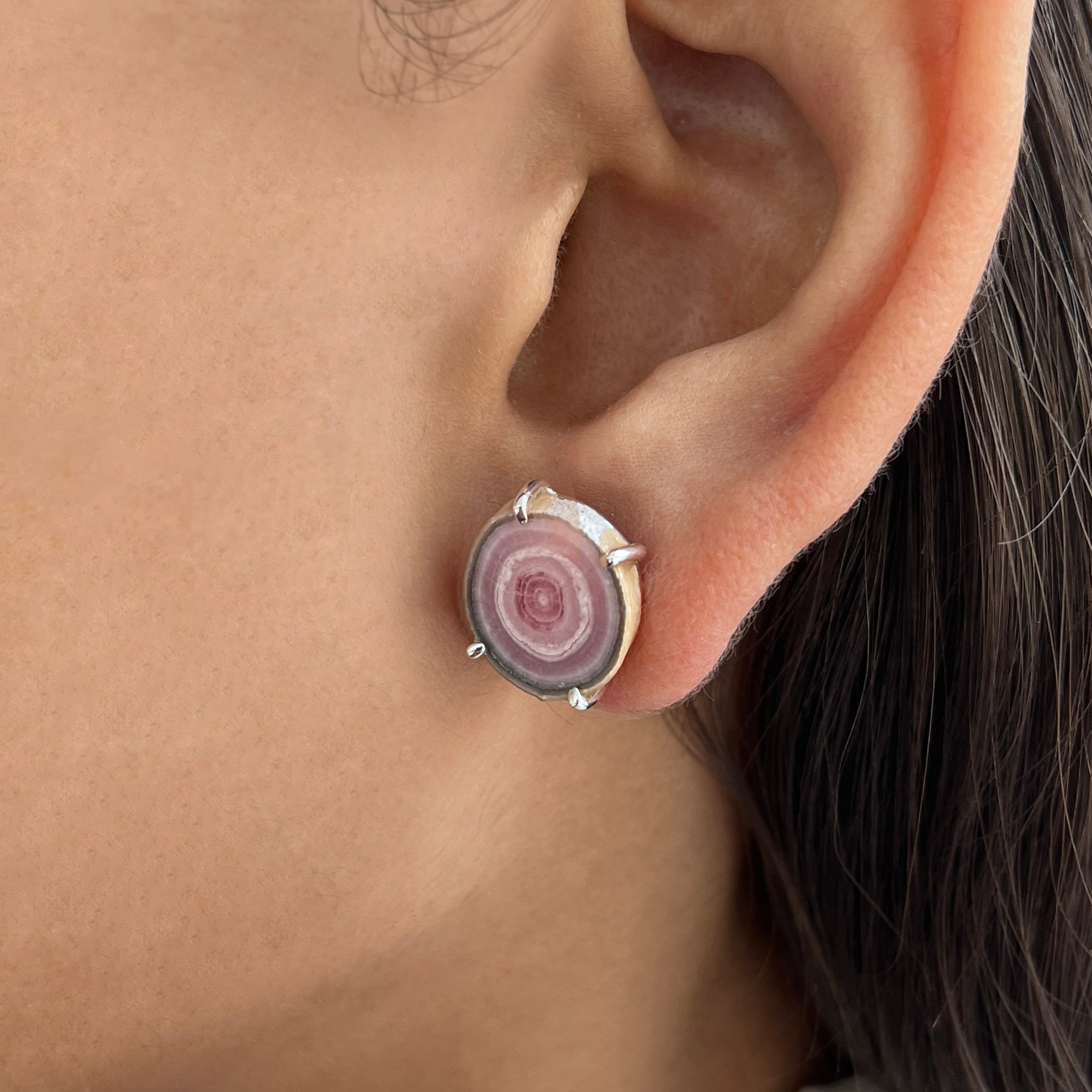 Rhodochrosite Stalactite Stud Earring-(RDC-E-71.)