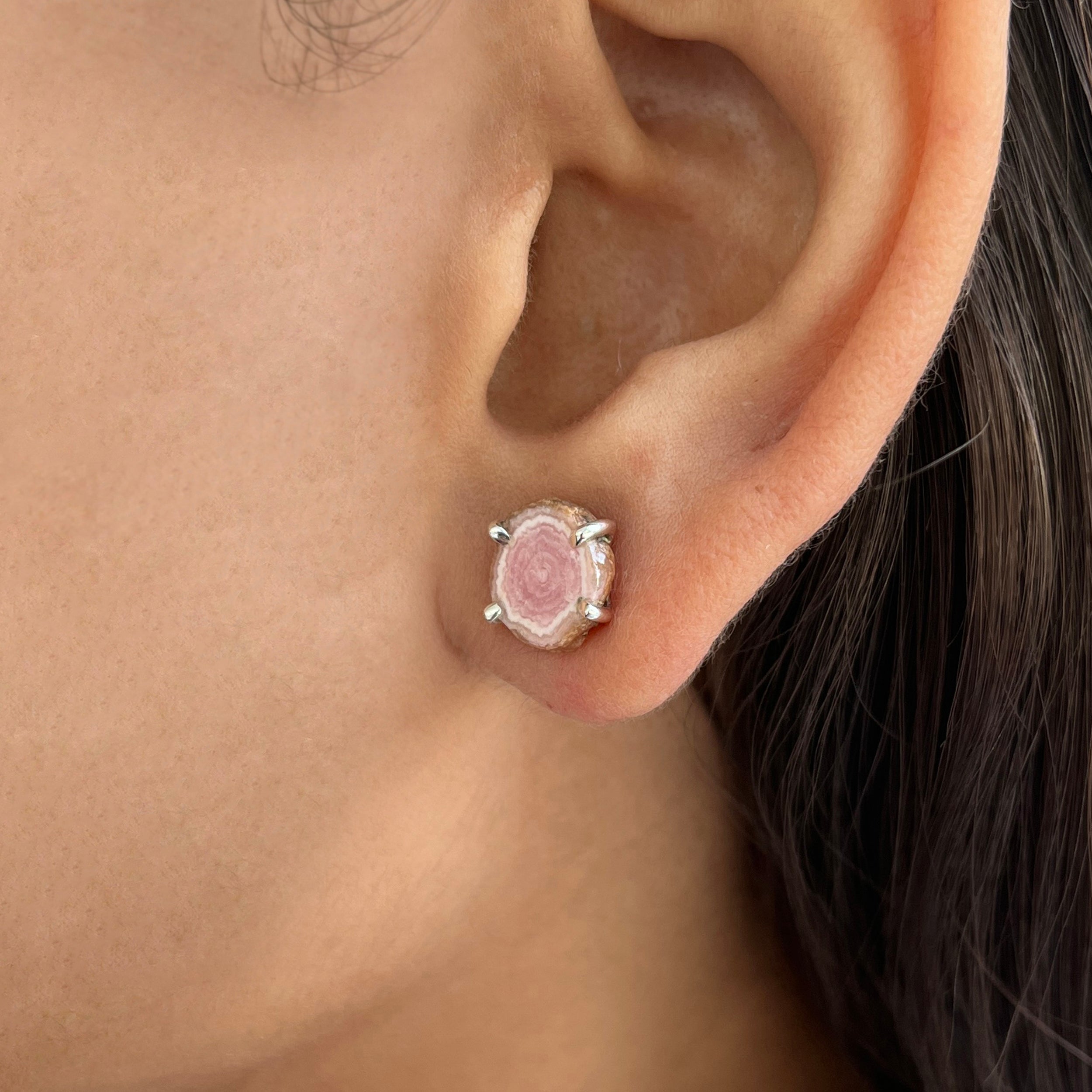 Rhodochrosite Stalactite Stud Earring-(RDC-E-73.)