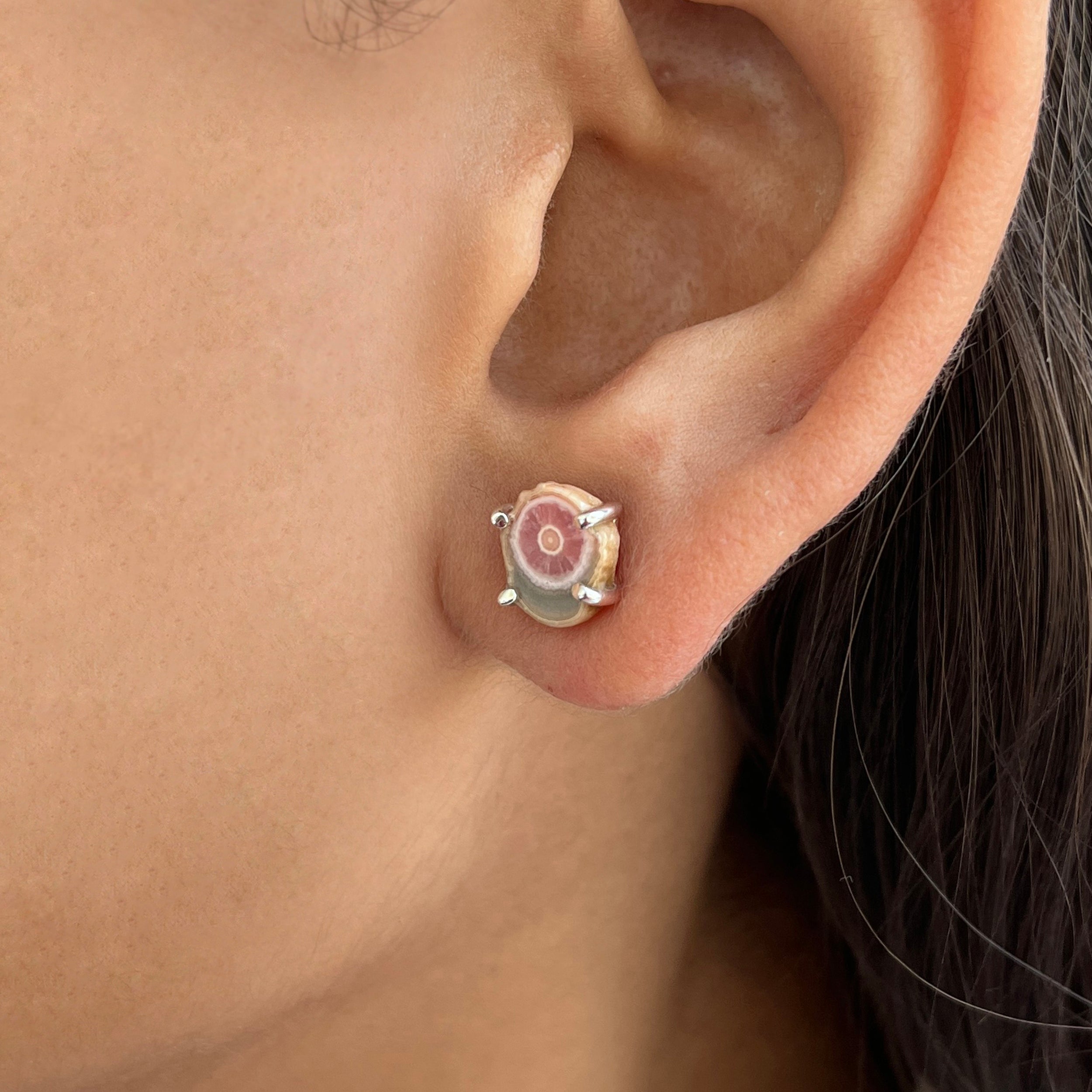 Rhodochrosite Stalactite Stud Earring-(RDC-E-76.)