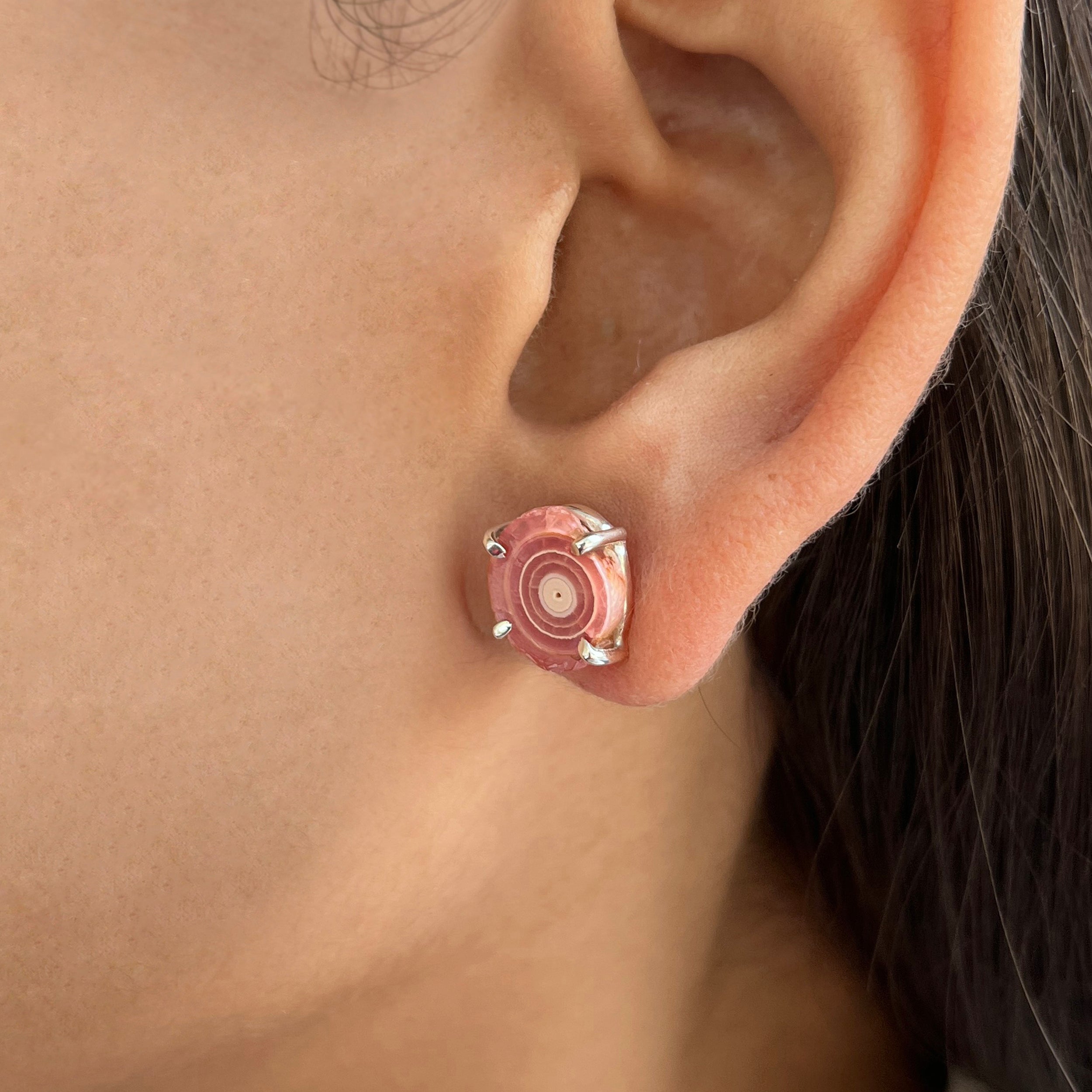 Rhodochrosite Stalactite Stud Earring-(RDC-E-78.)