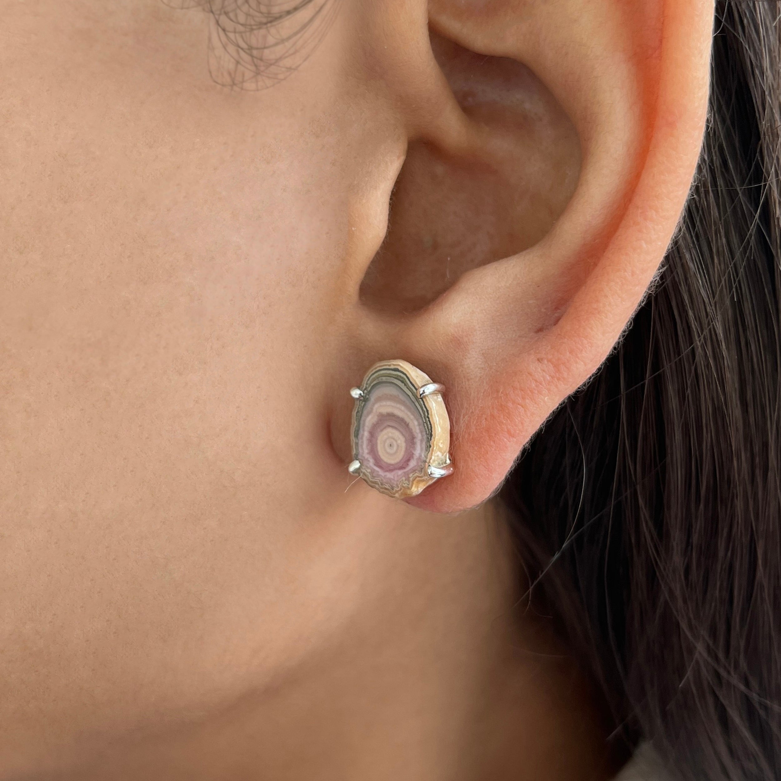 Rhodochrosite Stalactite Stud Earring-(RDC-E-82.)