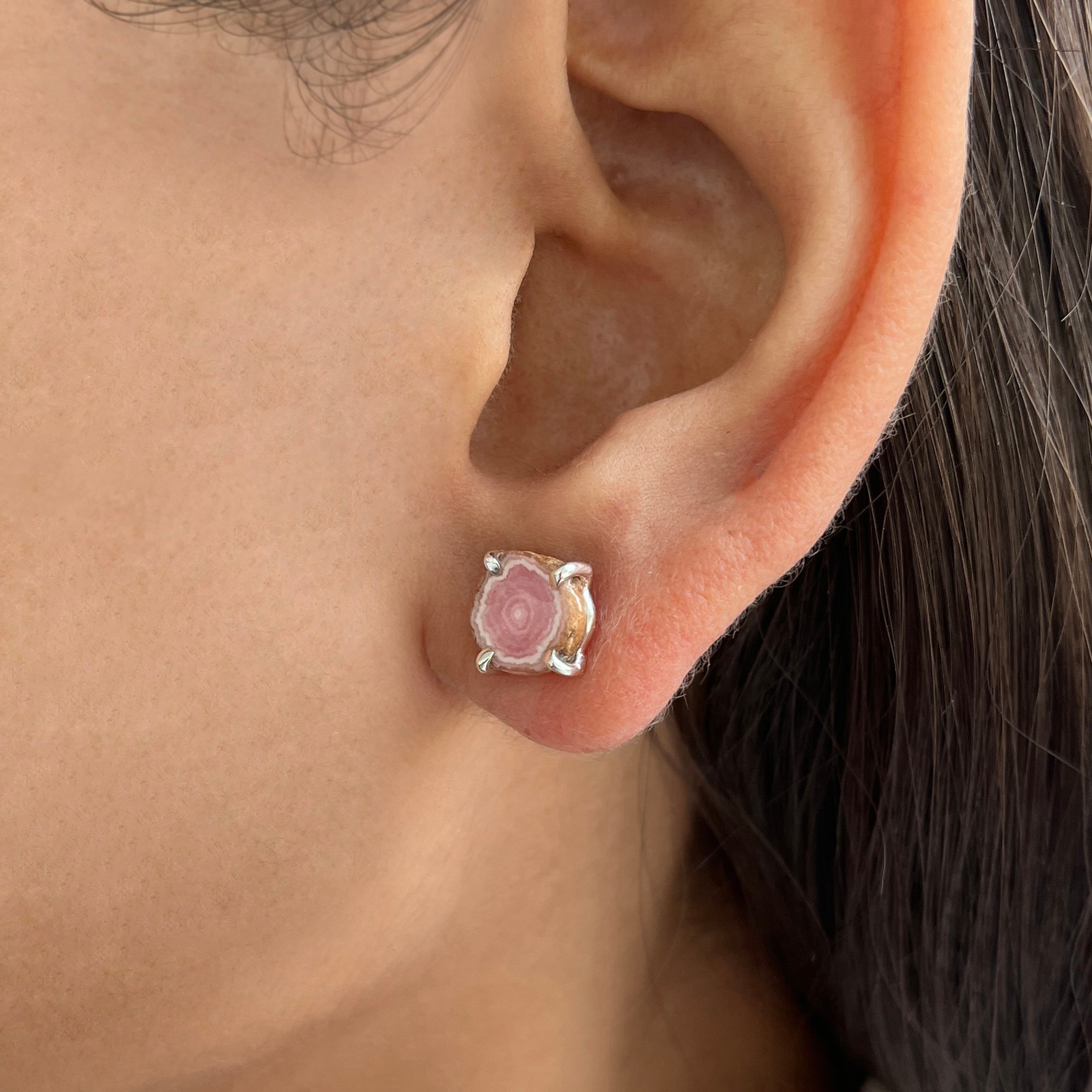 Rhodochrosite Stalactite Stud Earring-(RDC-E-83.)