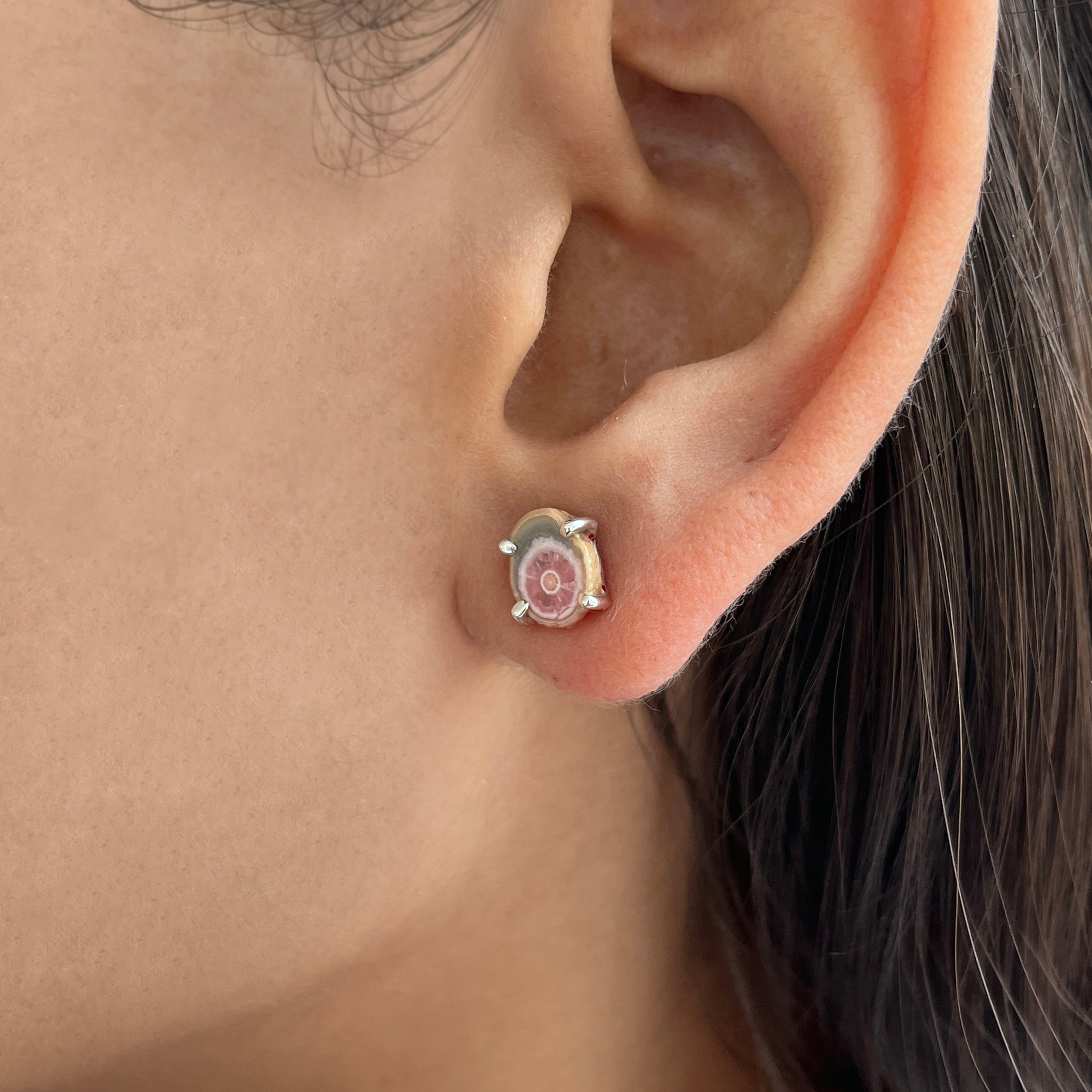 Rhodochrosite Stalactite Stud Earring-(RDC-E-85.)