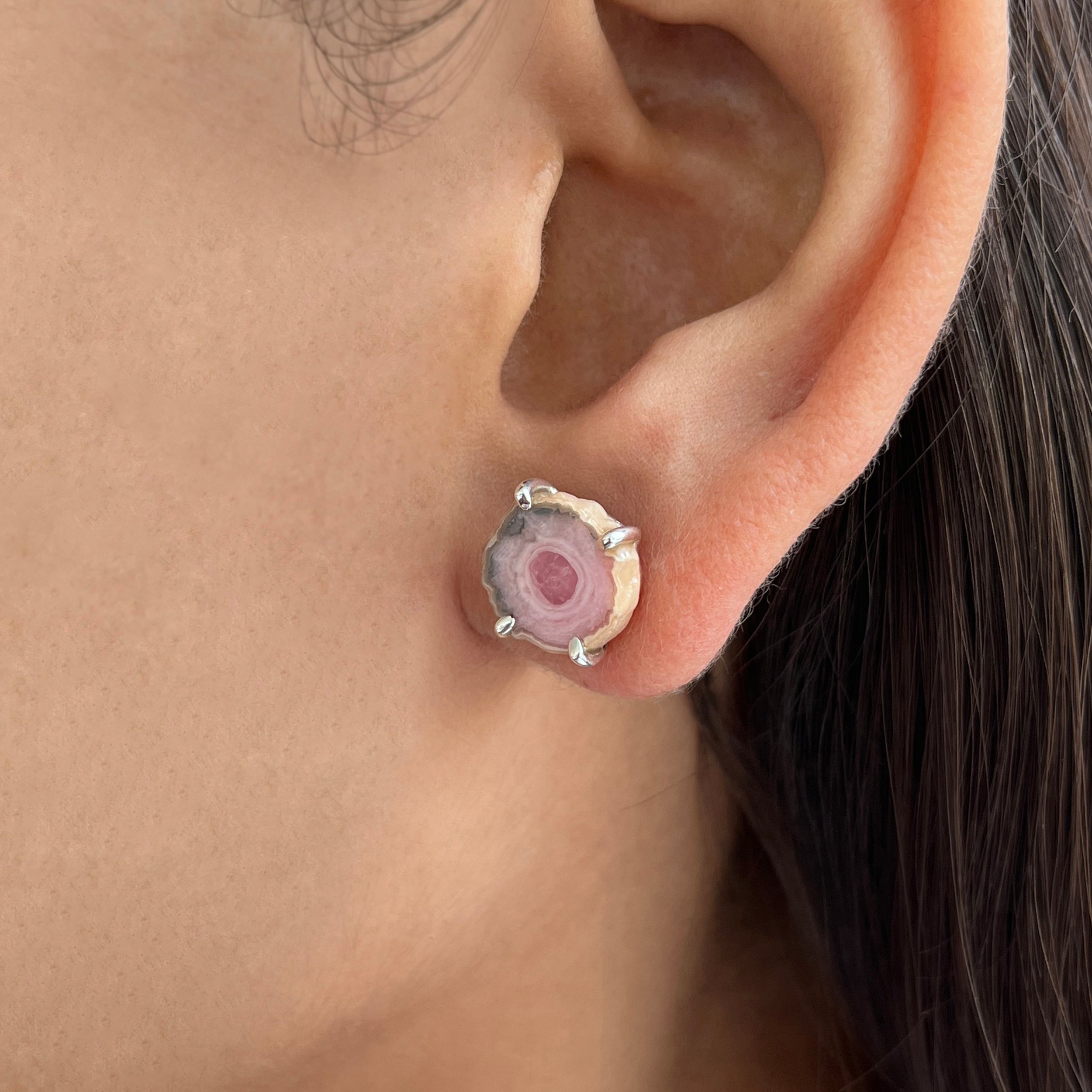 Rhodochrosite Stalactite Stud Earring-(RDC-E-86.)