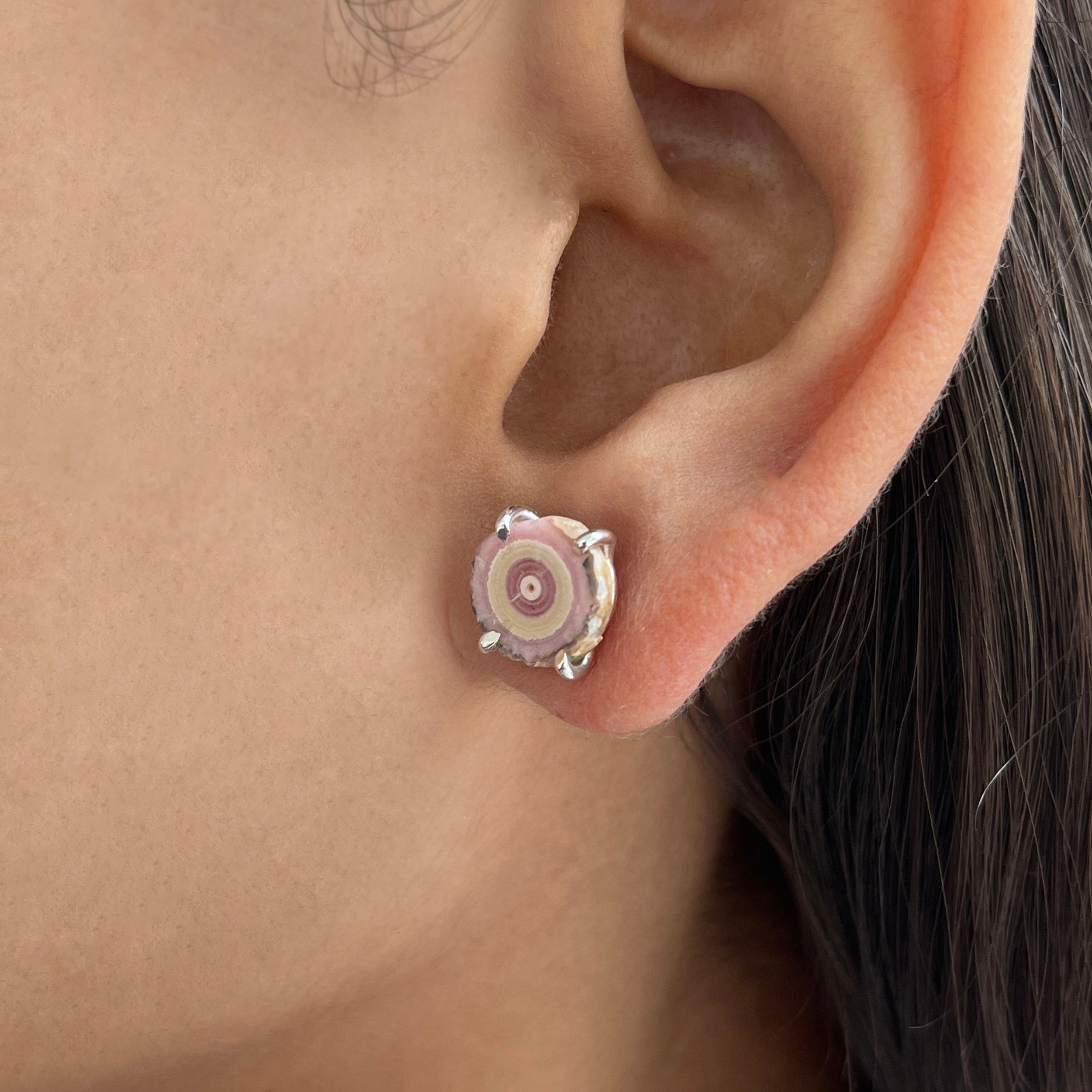 Rhodochrosite Stalactite Stud Earring-(RDC-E-88.)