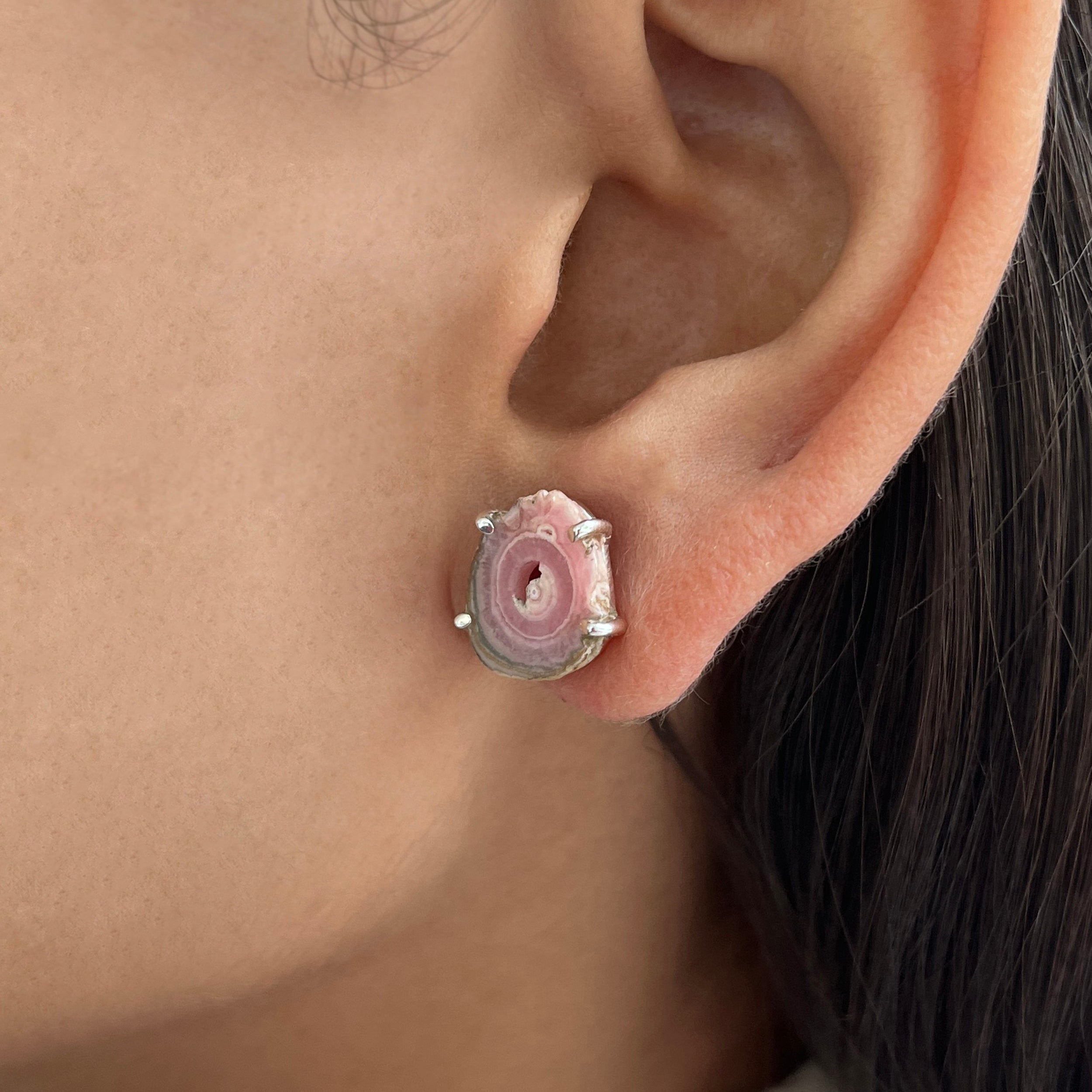 Rhodochrosite Stalactite Stud Earring-(RDC-E-89.)