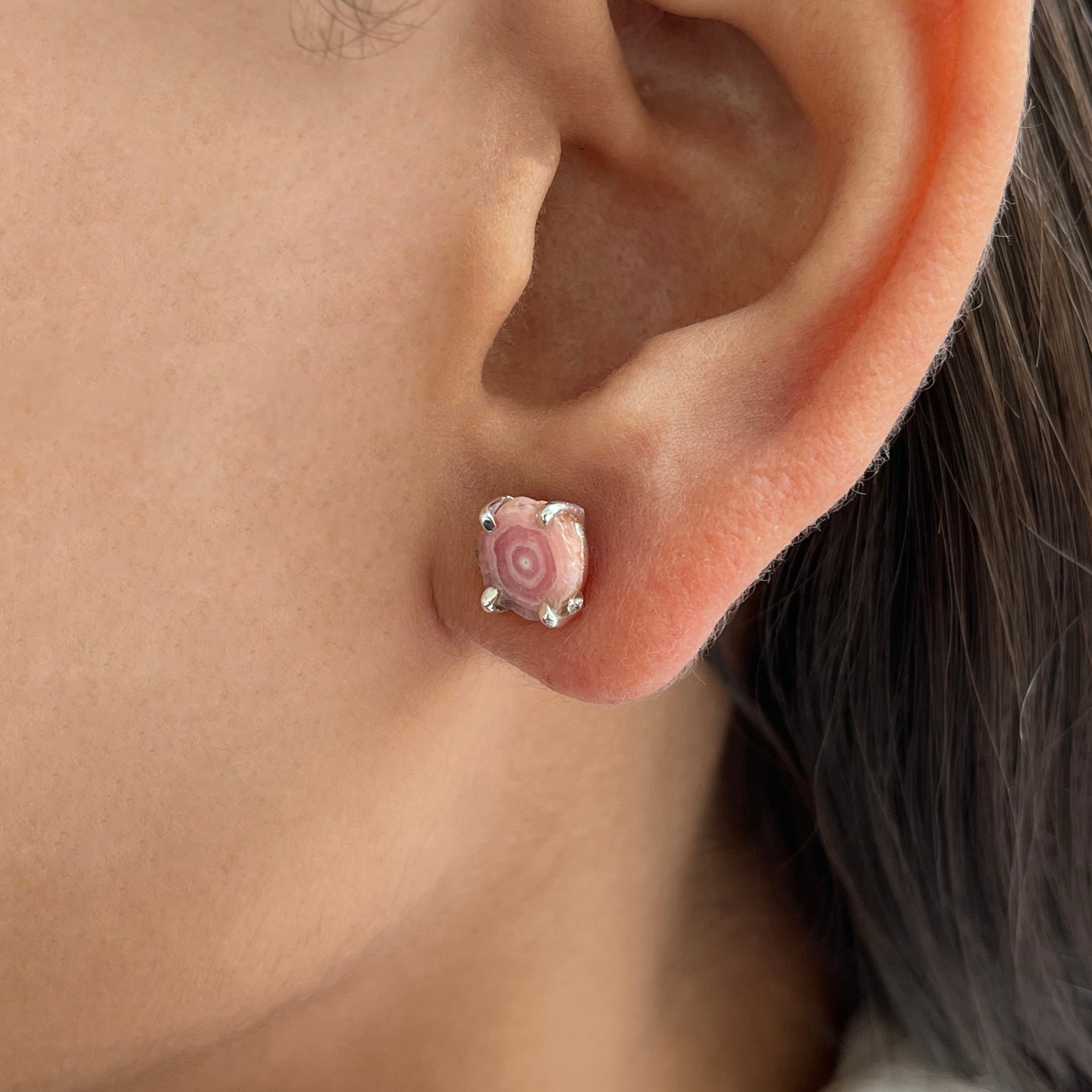 Rhodochrosite Stalactite Stud Earring-(RDC-E-90.)