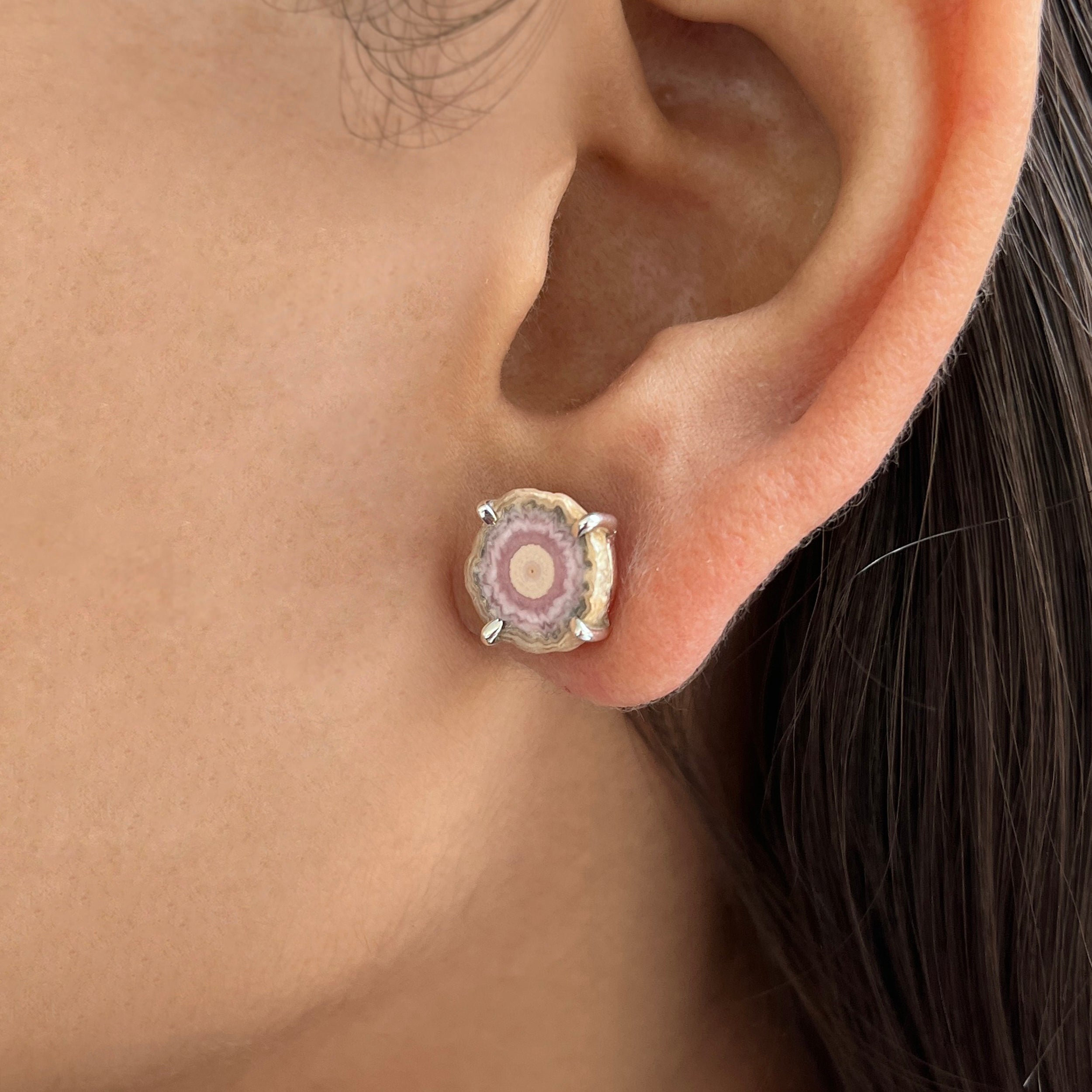 Rhodochrosite Stalactite Stud Earring-(RDC-E-91.)