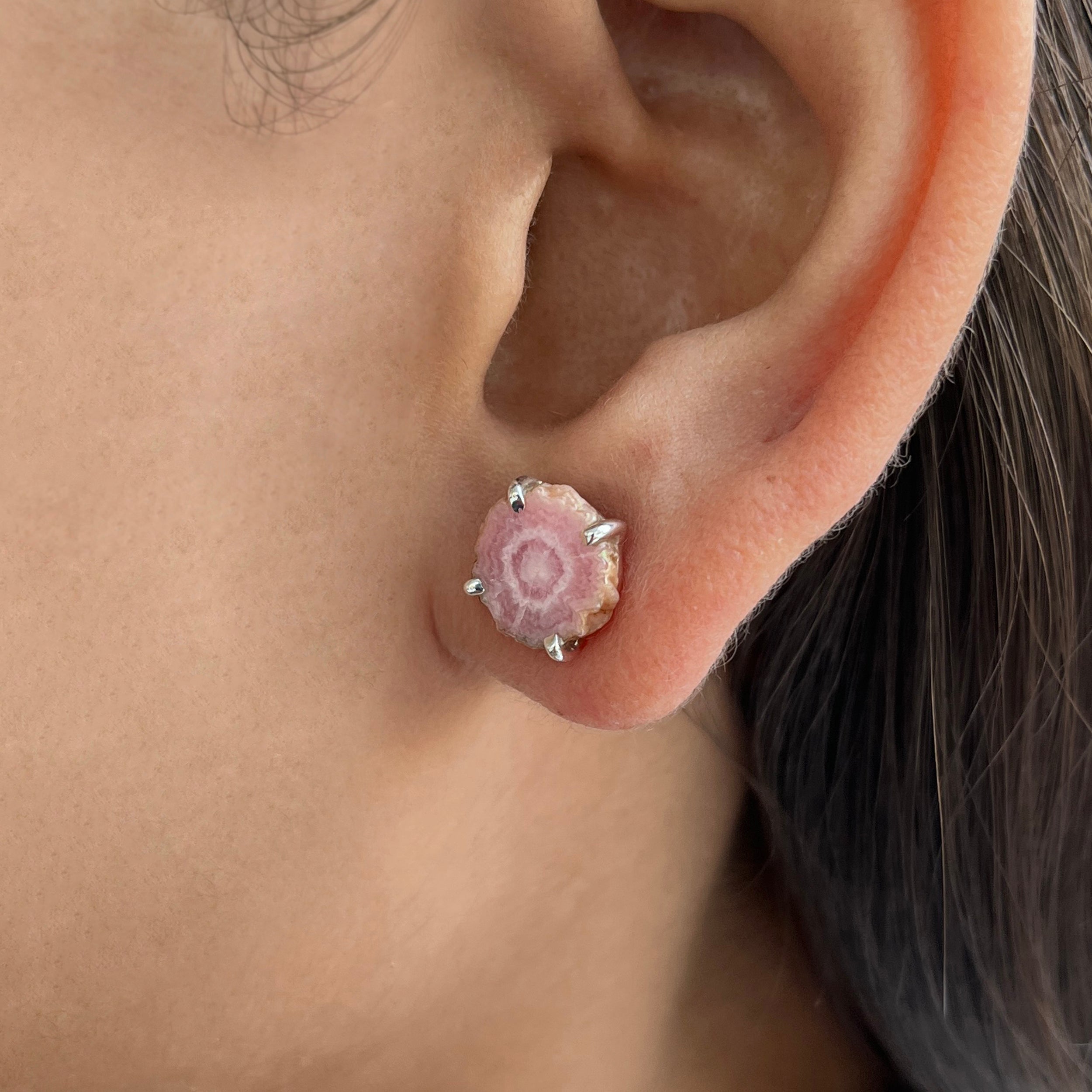 Rhodochrosite Stalactite Stud Earring-(RDC-E-93.)