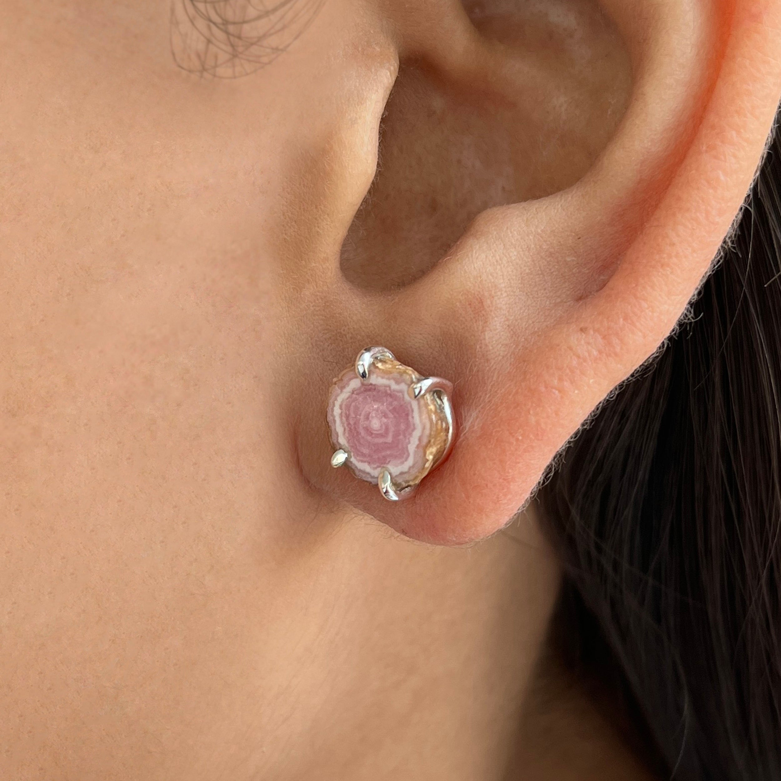 Rhodochrosite Stalactite Stud Earring-(RDC-E-94.)