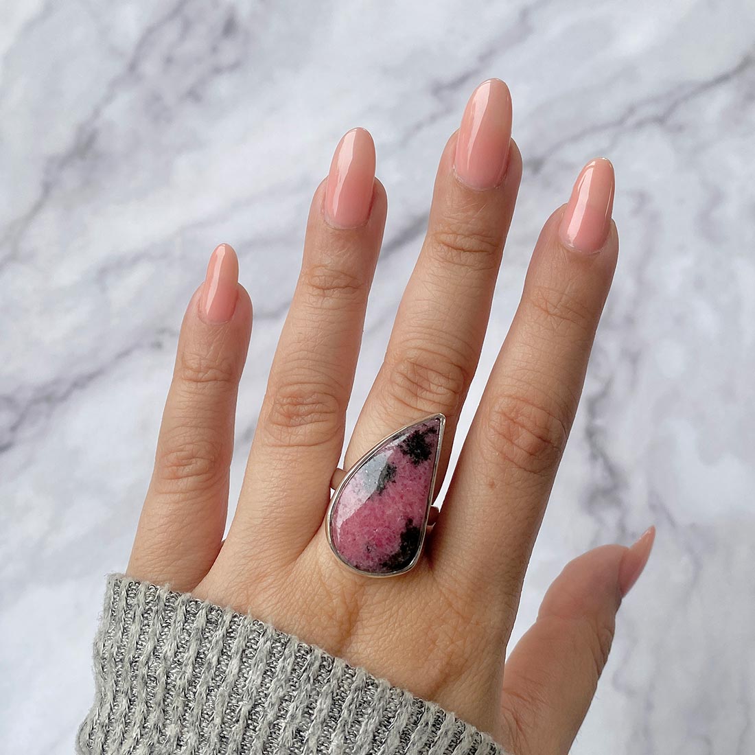 Rhodonite Adjustable Ring-(RDN-R-25)