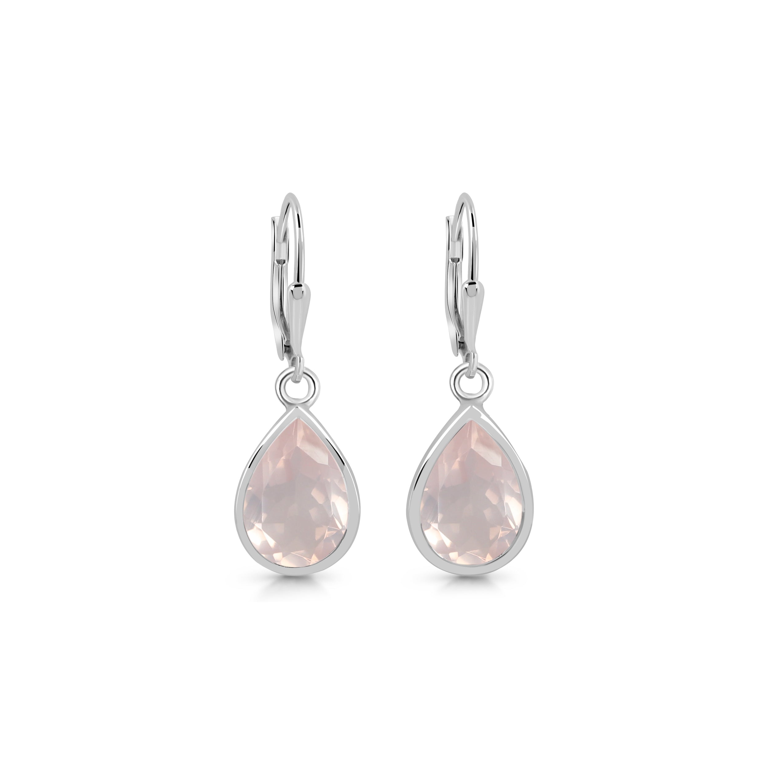 Rose Quartz Leverback Earring-(RSQ-SE-1252.)