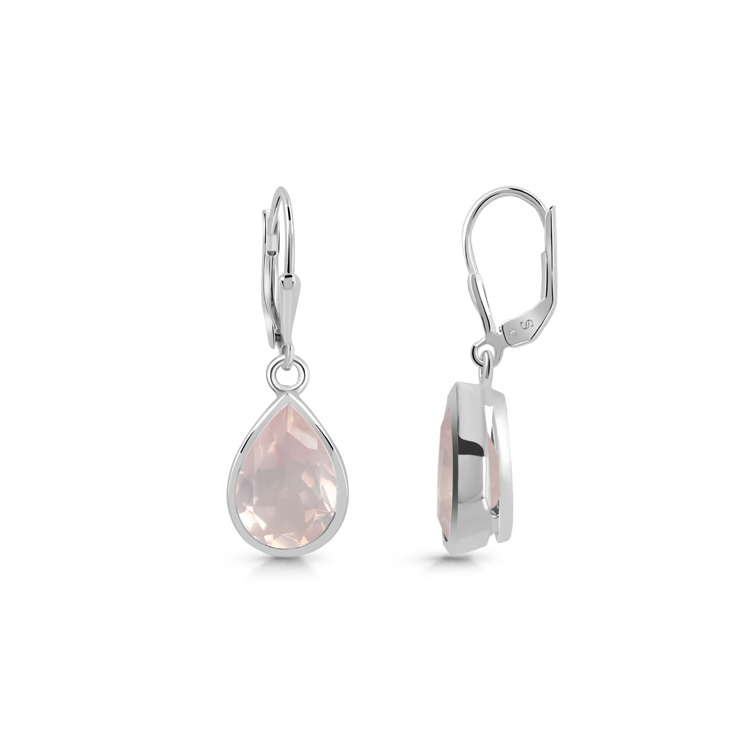 Rose Quartz Leverback Earring-(RSQ-SE-1252.)