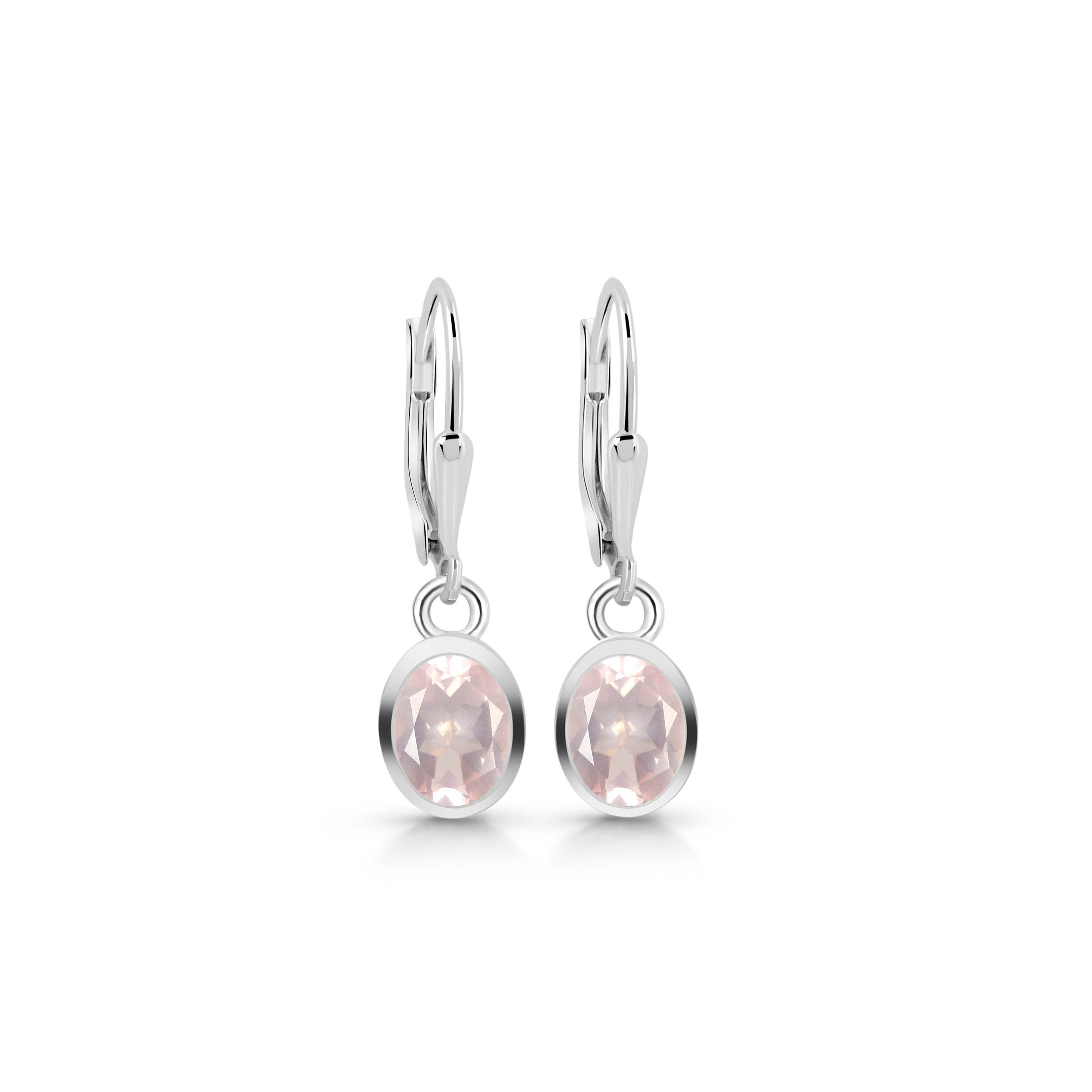 Rose Quartz Leverback Earring-(RSQ-SE-547.)