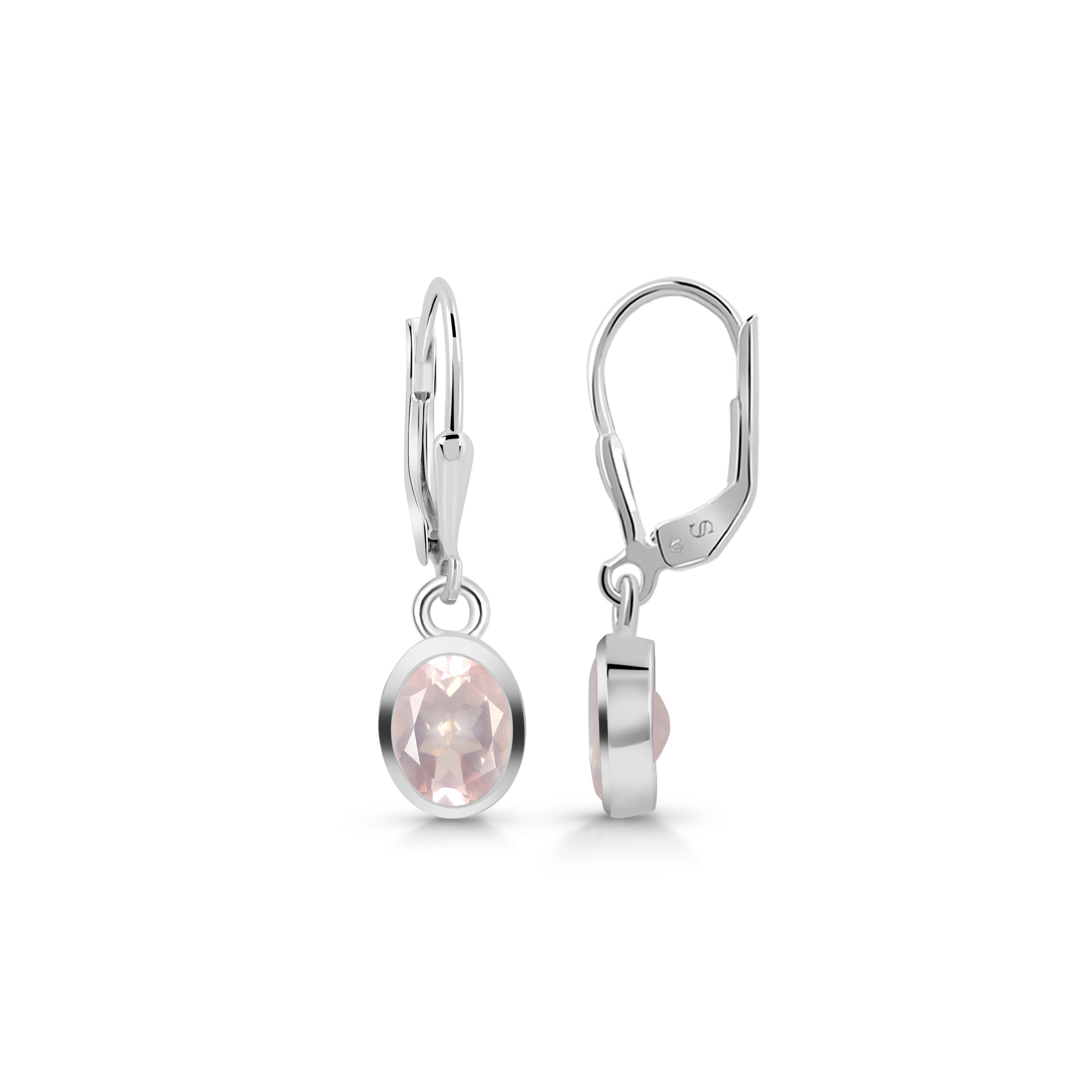 Rose Quartz Leverback Earring-(RSQ-SE-547.)