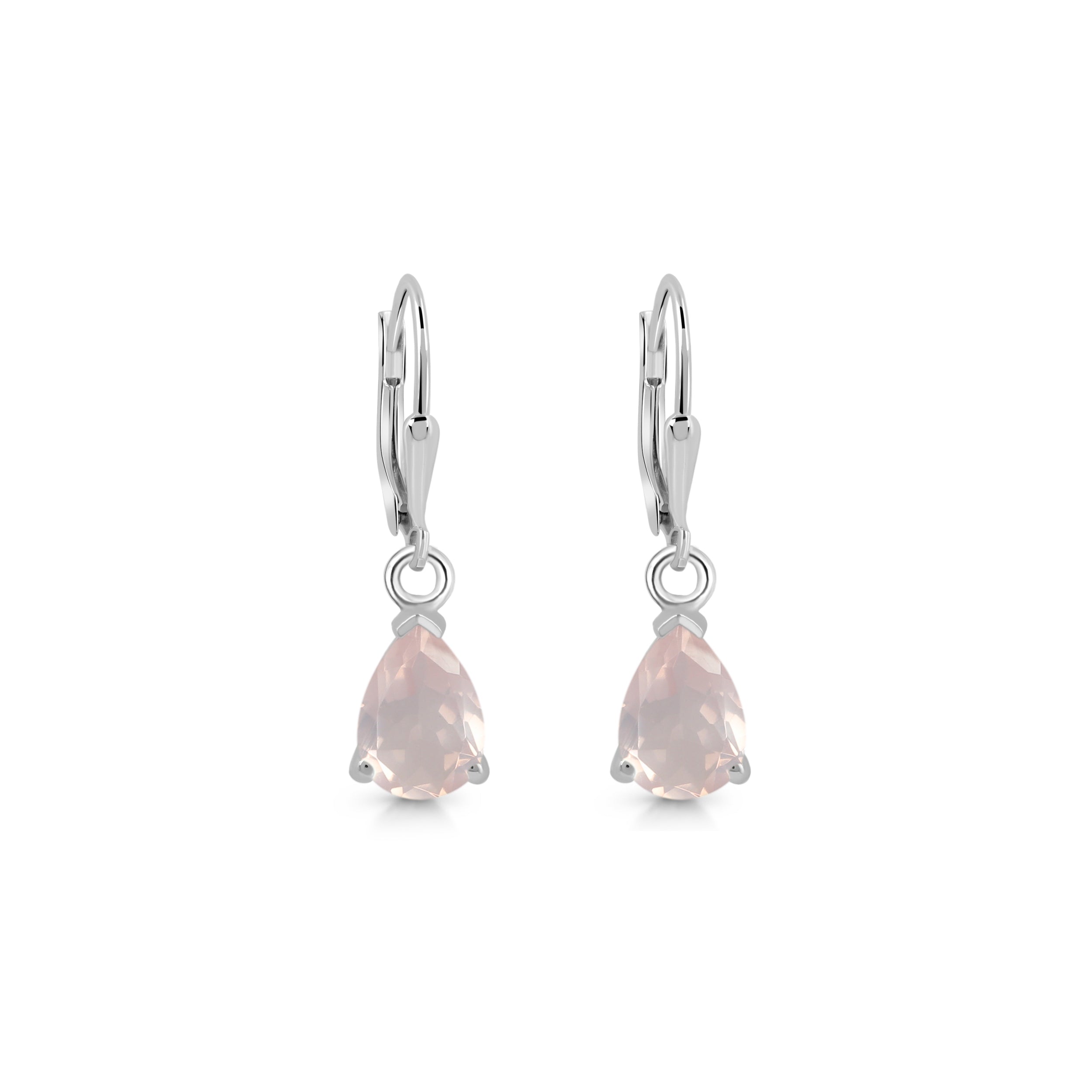 Rose Quartz Leverback Earring-(RSQ-SE-676.)