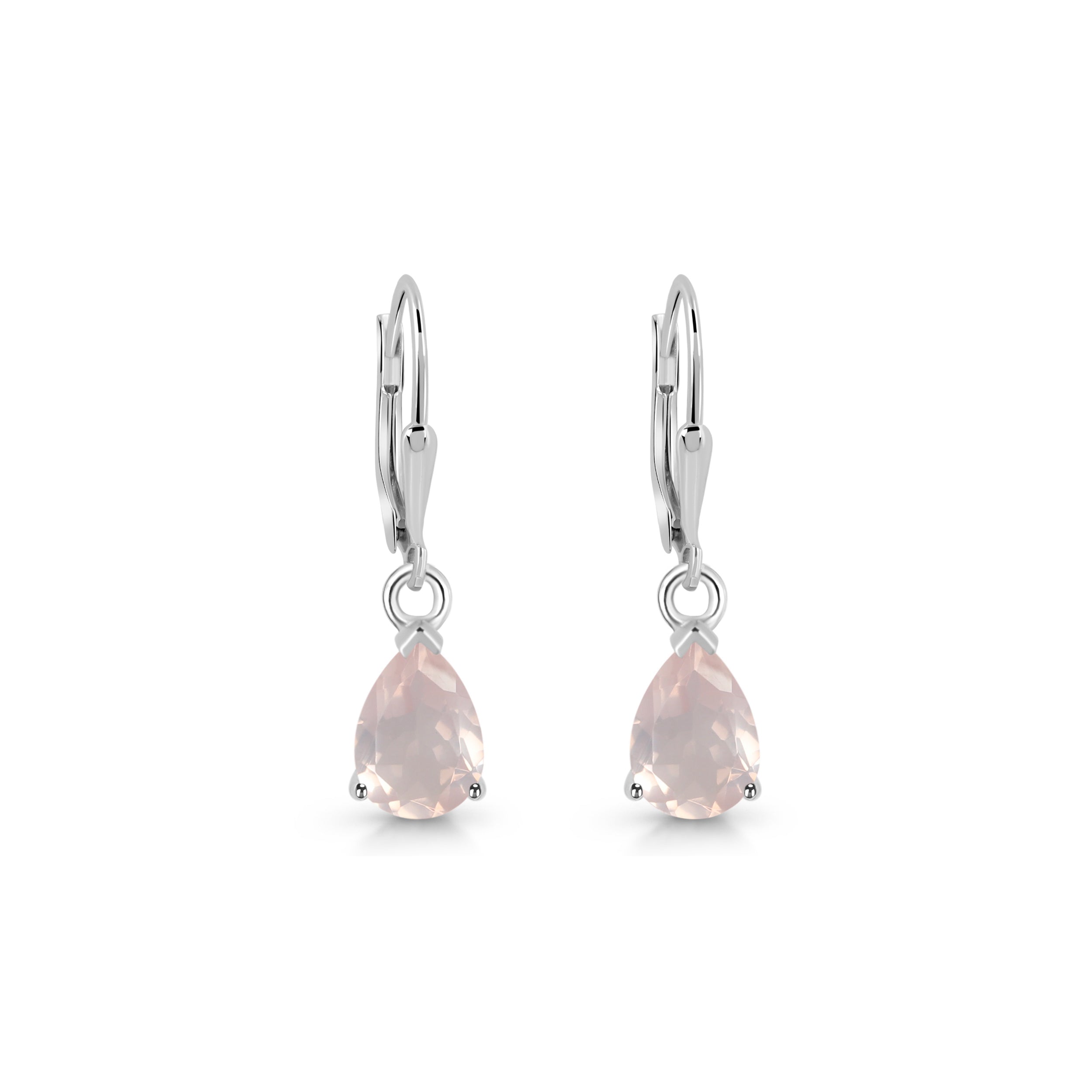 Rose Quartz Leverback Earring-(RSQ-SE-677.)