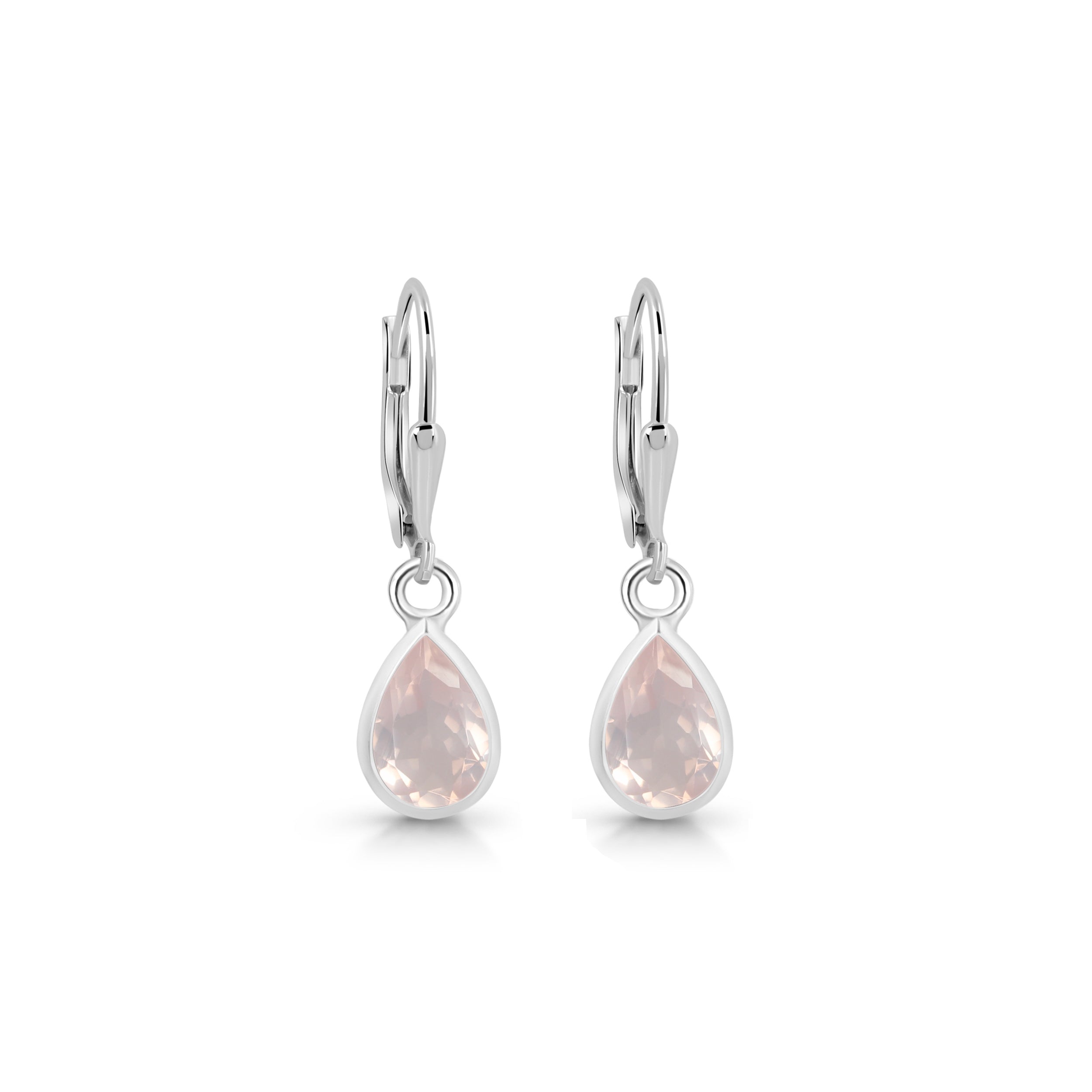 Rose Quartz Leverback Earring-(RSQ-SE-679.)