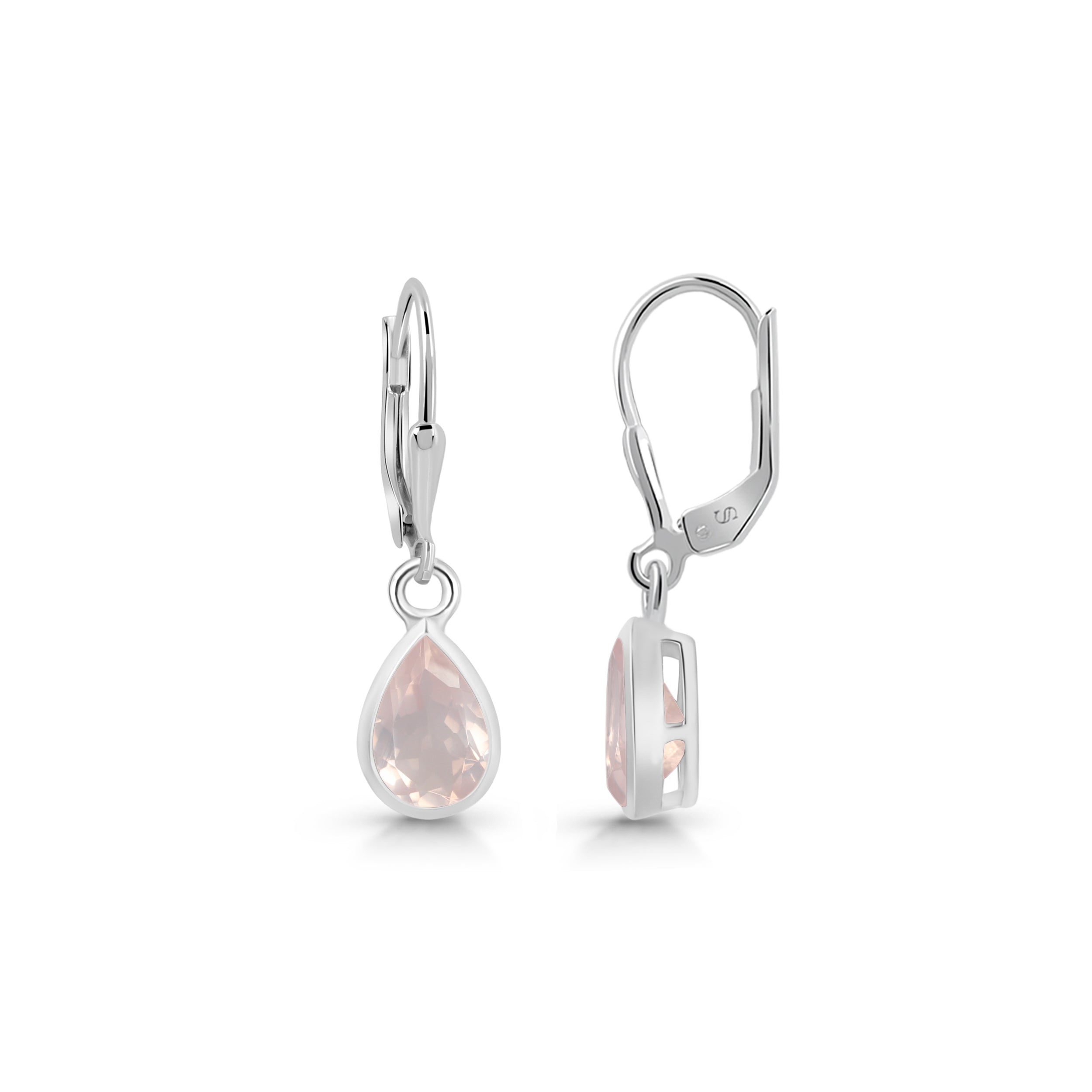 Rose Quartz Leverback Earring-(RSQ-SE-679.)