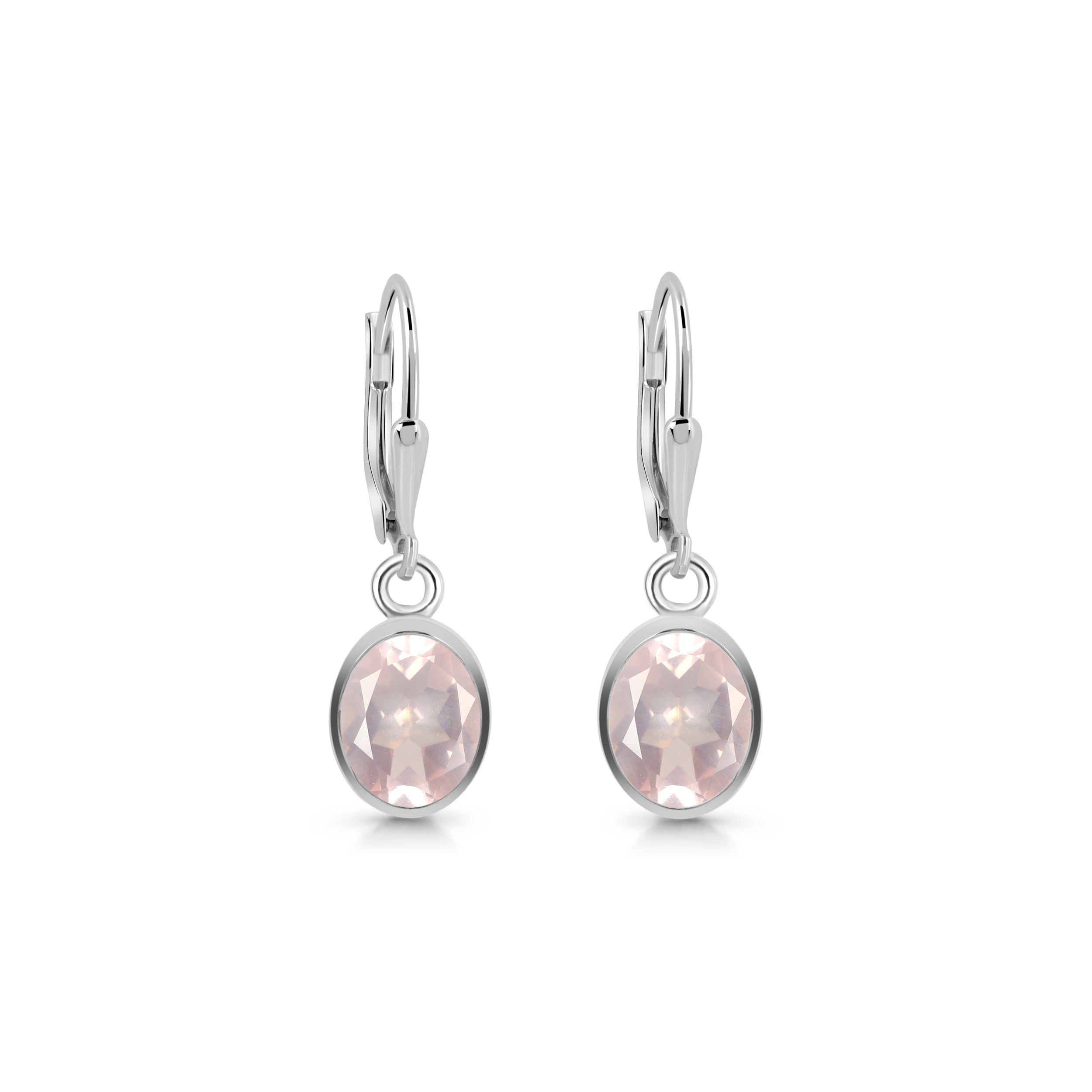 Rose Quartz Leverback Earring-(RSQ-SE-998.)