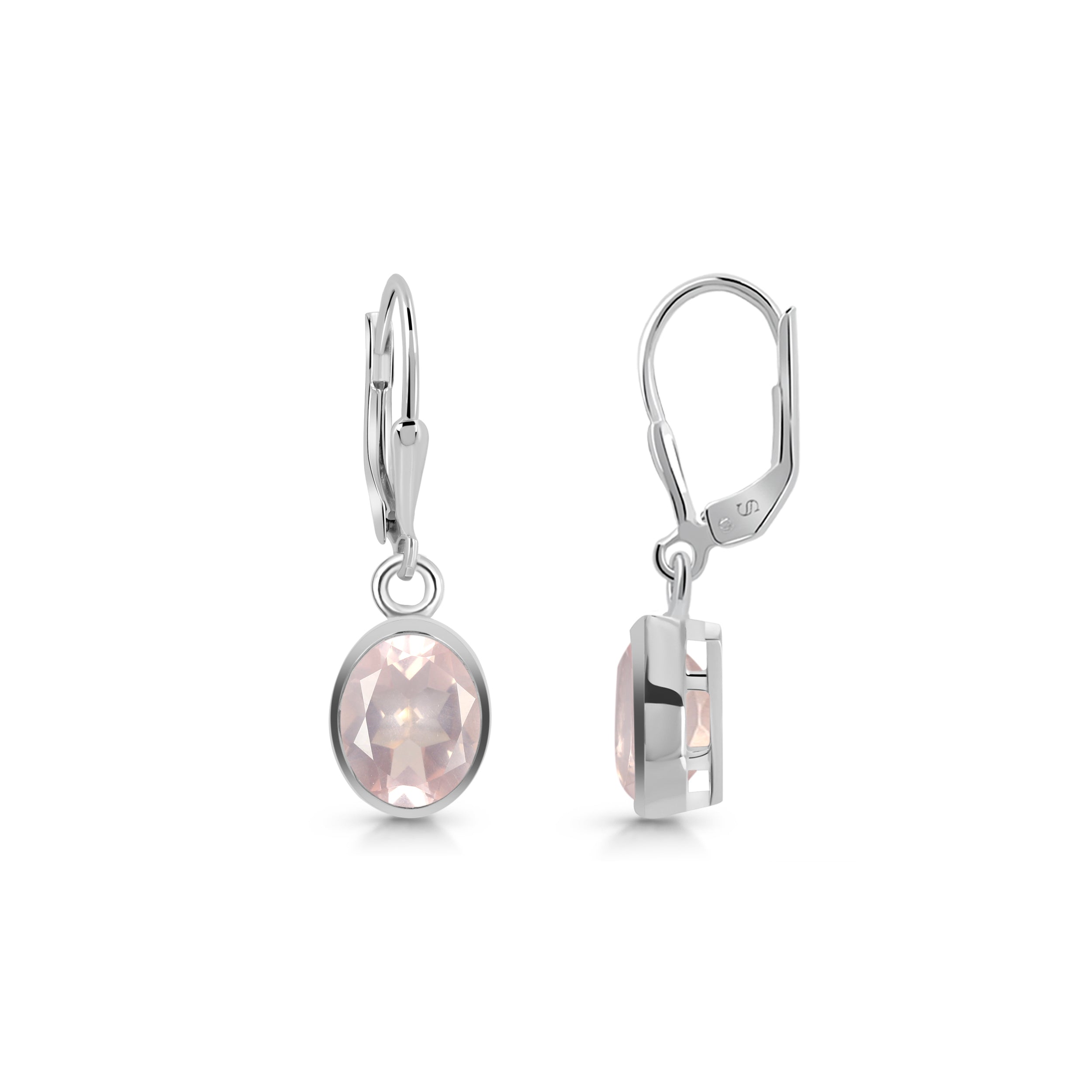 Rose Quartz Leverback Earring-(RSQ-SE-998.)