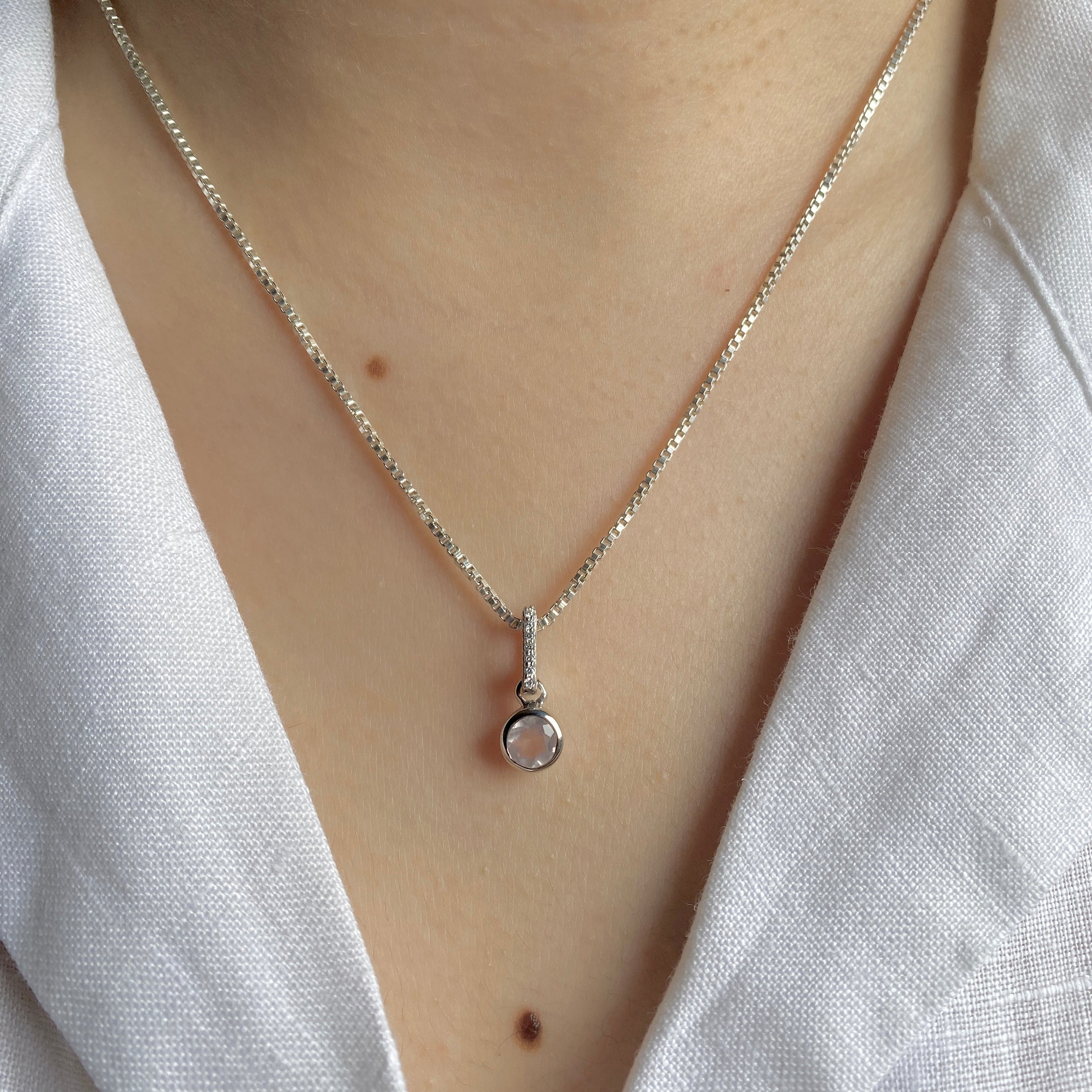 Rose Quartz & White Topaz Pendant-(RSQ-SP-957.)