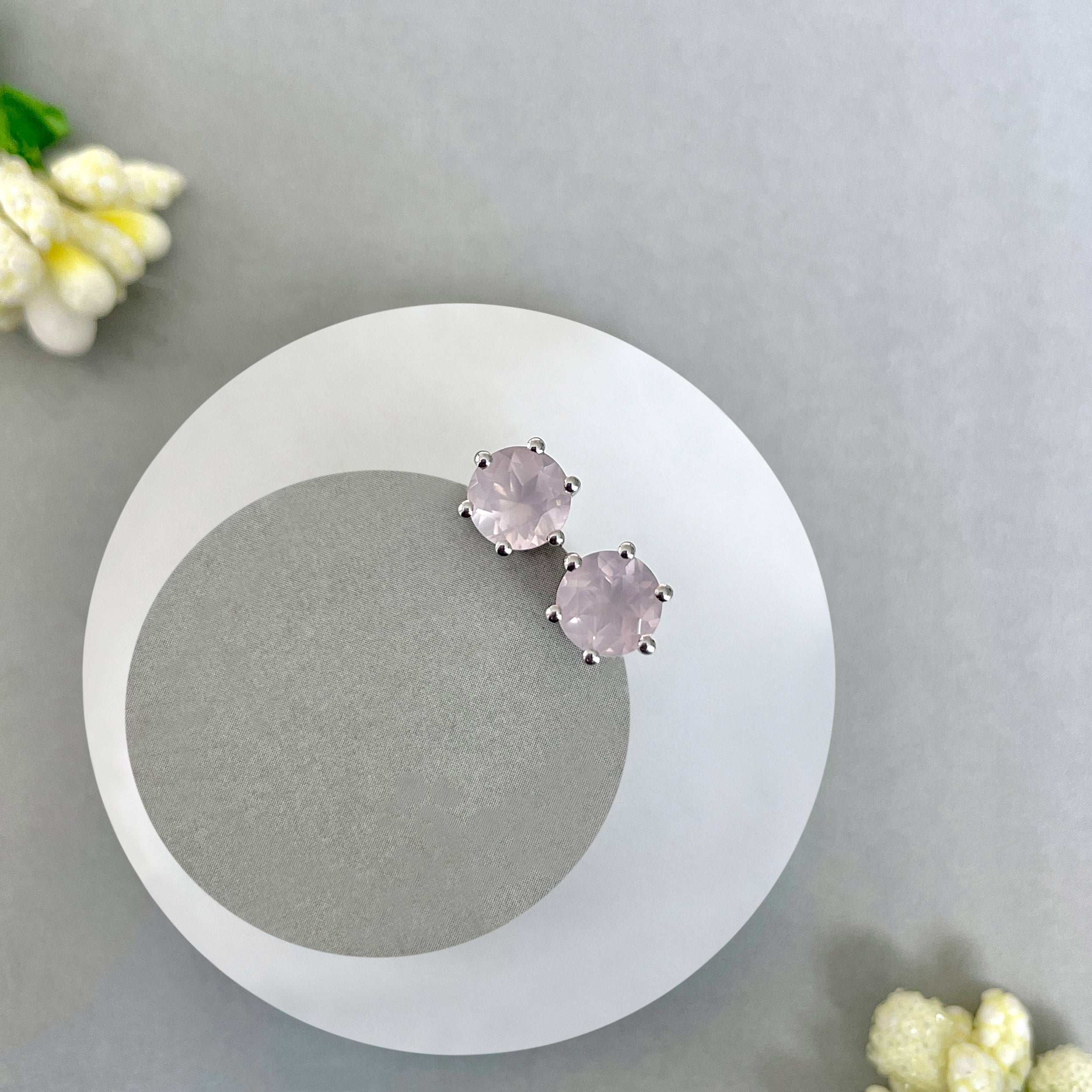 Rose Quartz Stud Earring-(RSQ-SE-1024.)