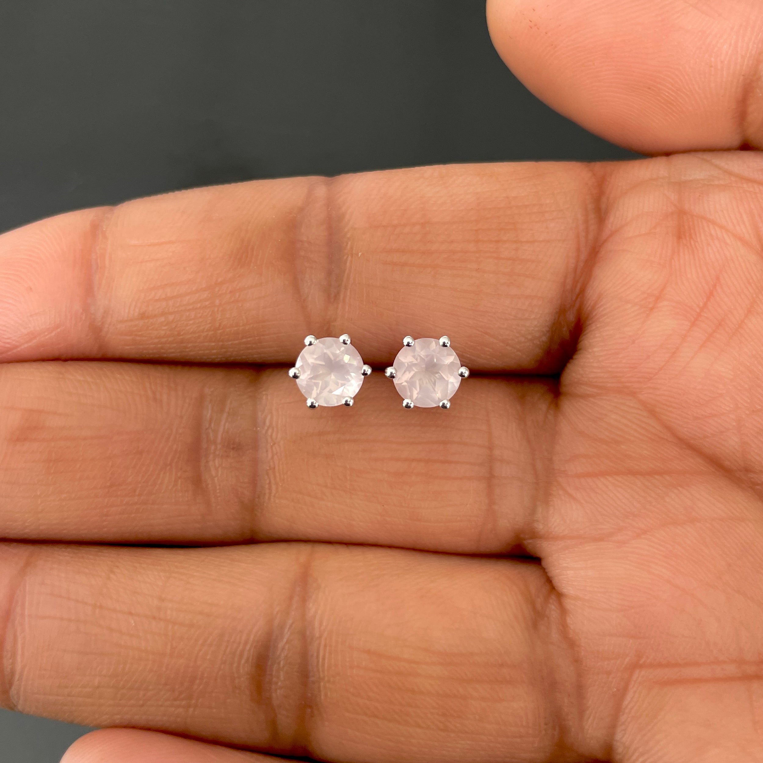 Rose Quartz Stud Earring-(RSQ-SE-1024.)