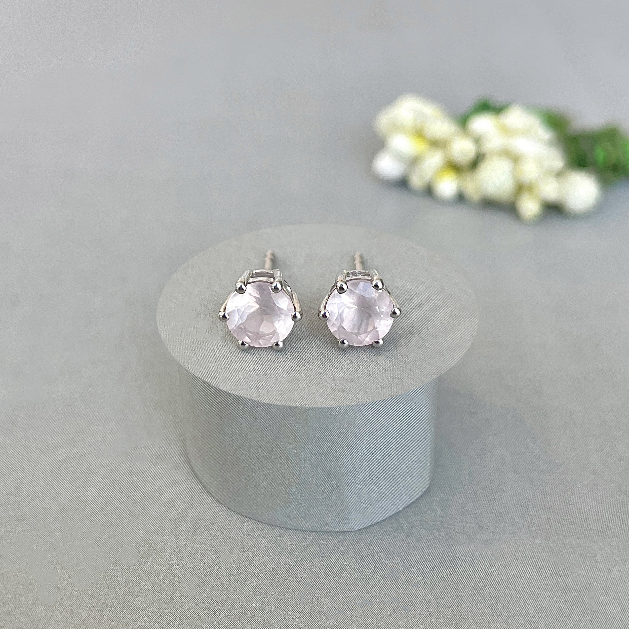 Rose Quartz Stud Earring-(RSQ-SE-1024.)
