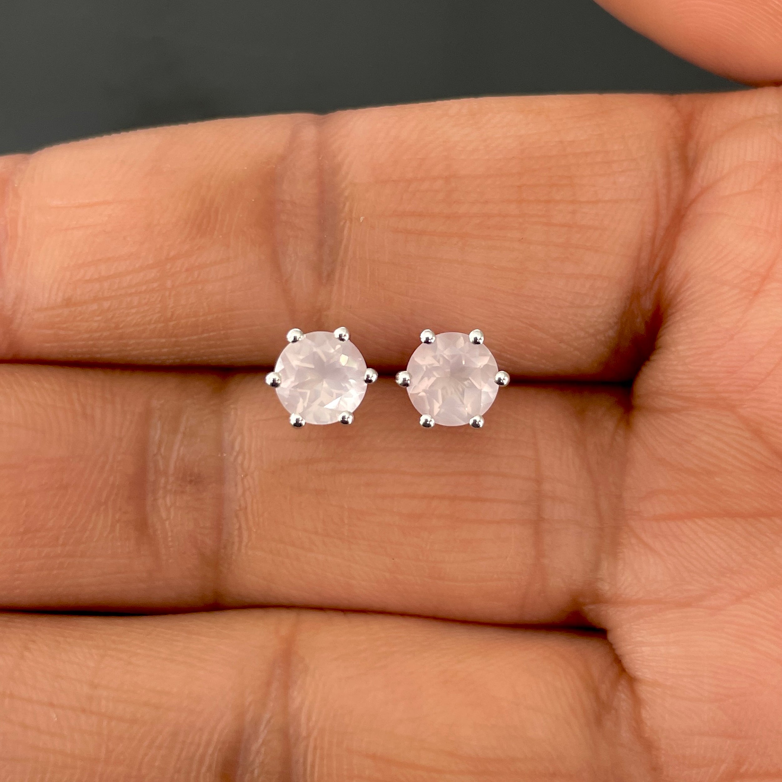 Rose Quartz Stud Earring-(RSQ-SE-1024.)