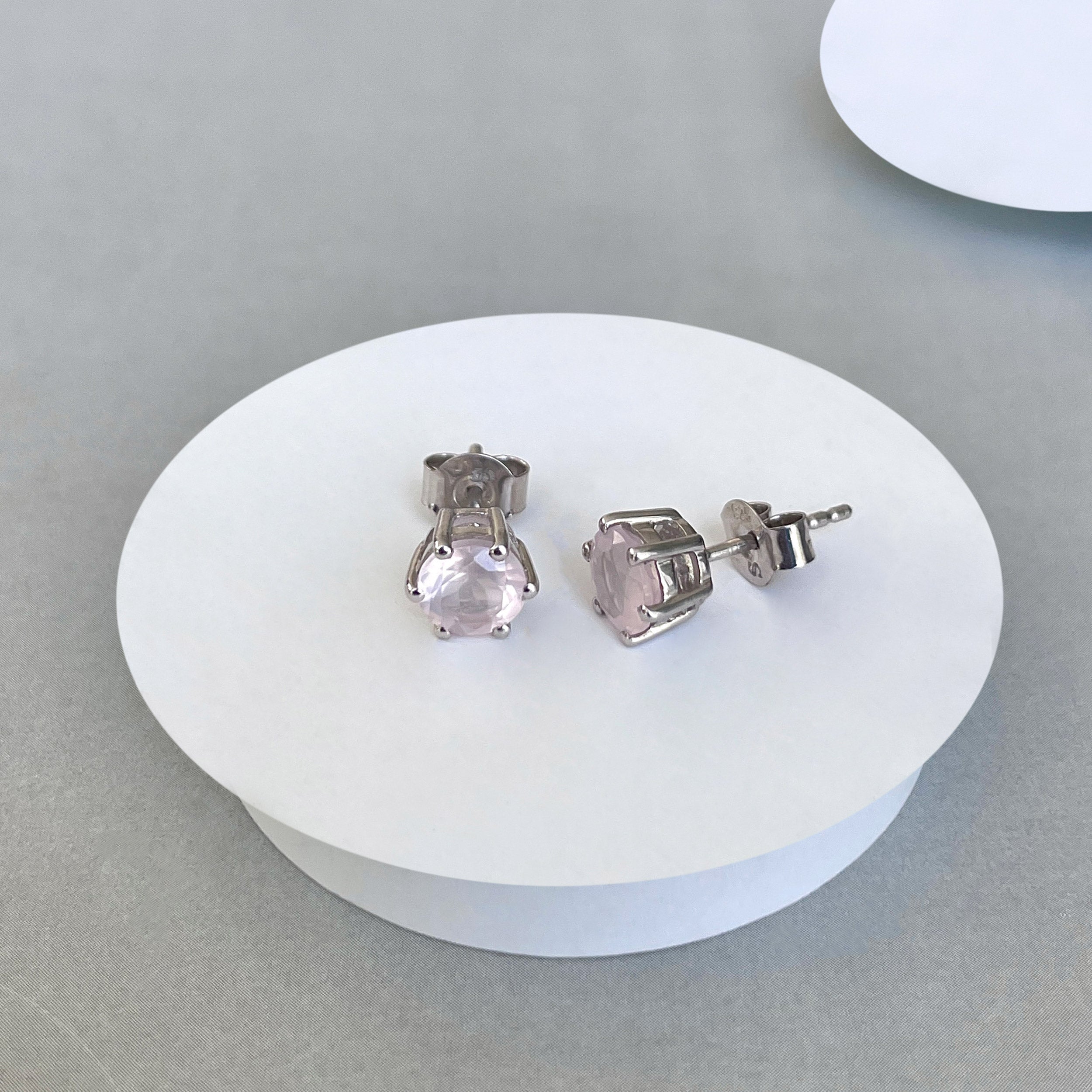 Rose Quartz Stud Earring-(RSQ-SE-1024.)