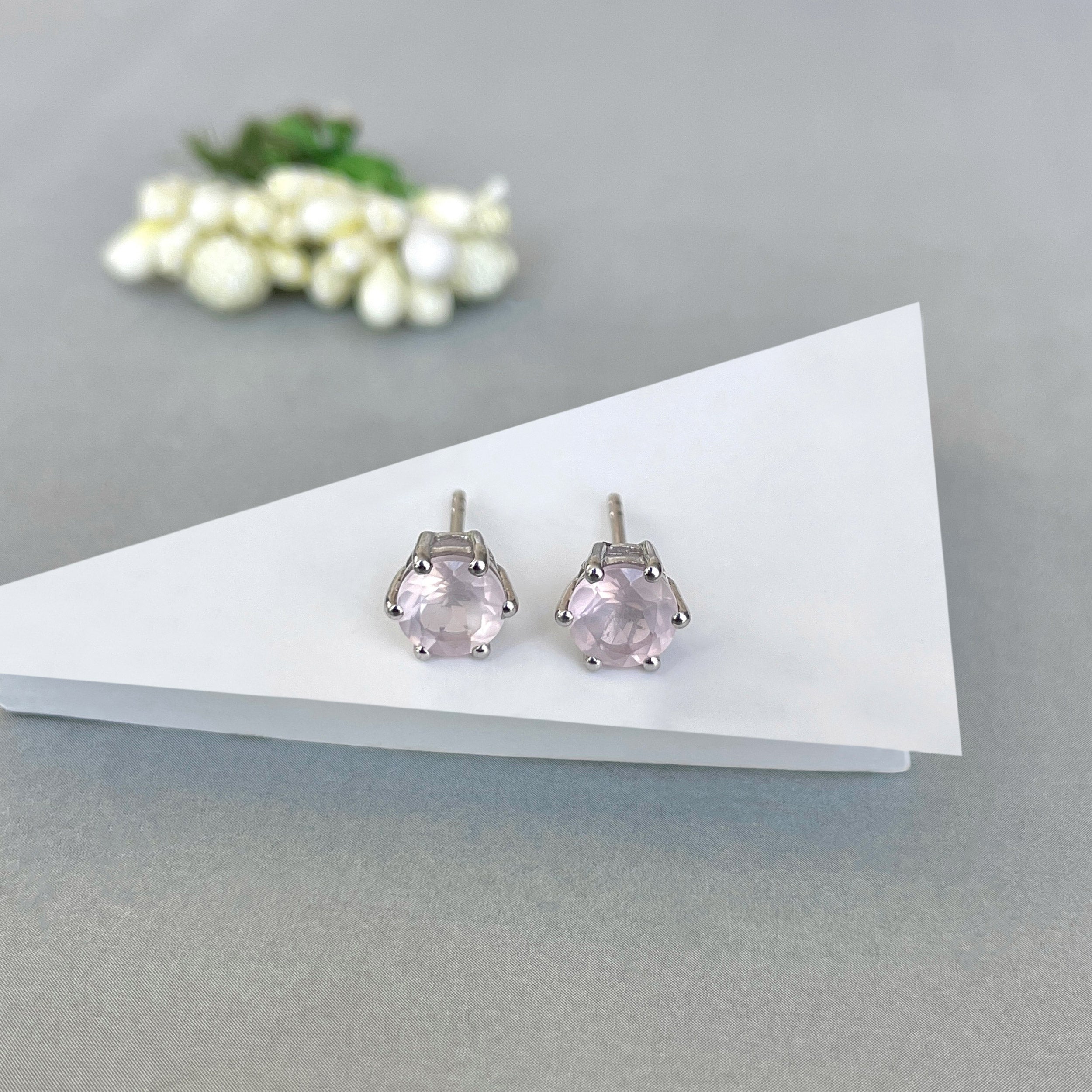 Rose Quartz Stud Earring-(RSQ-SE-1024.)