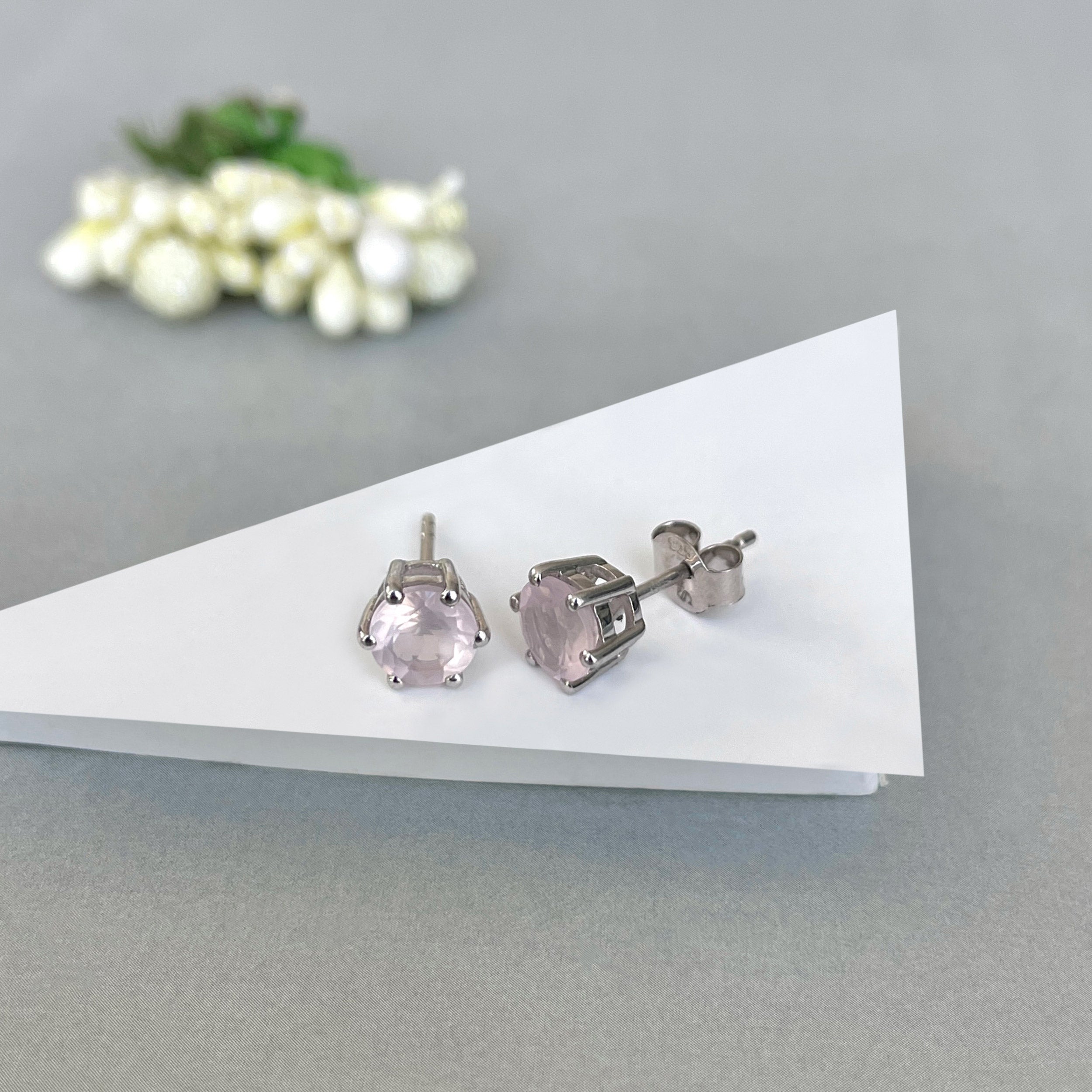 Rose Quartz Stud Earring-(RSQ-SE-1024.)