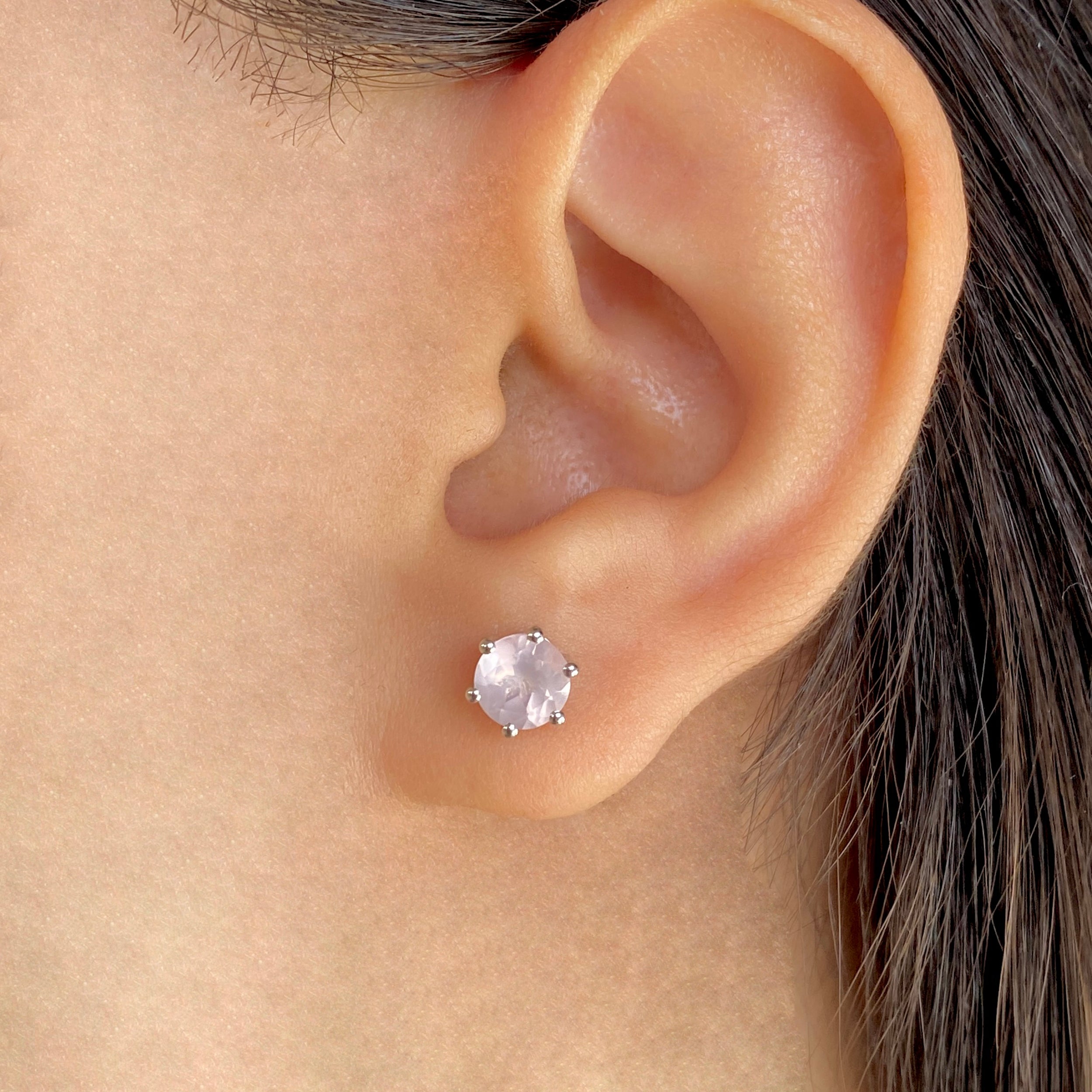 Rose Quartz Stud Earring-(RSQ-SE-1024.)