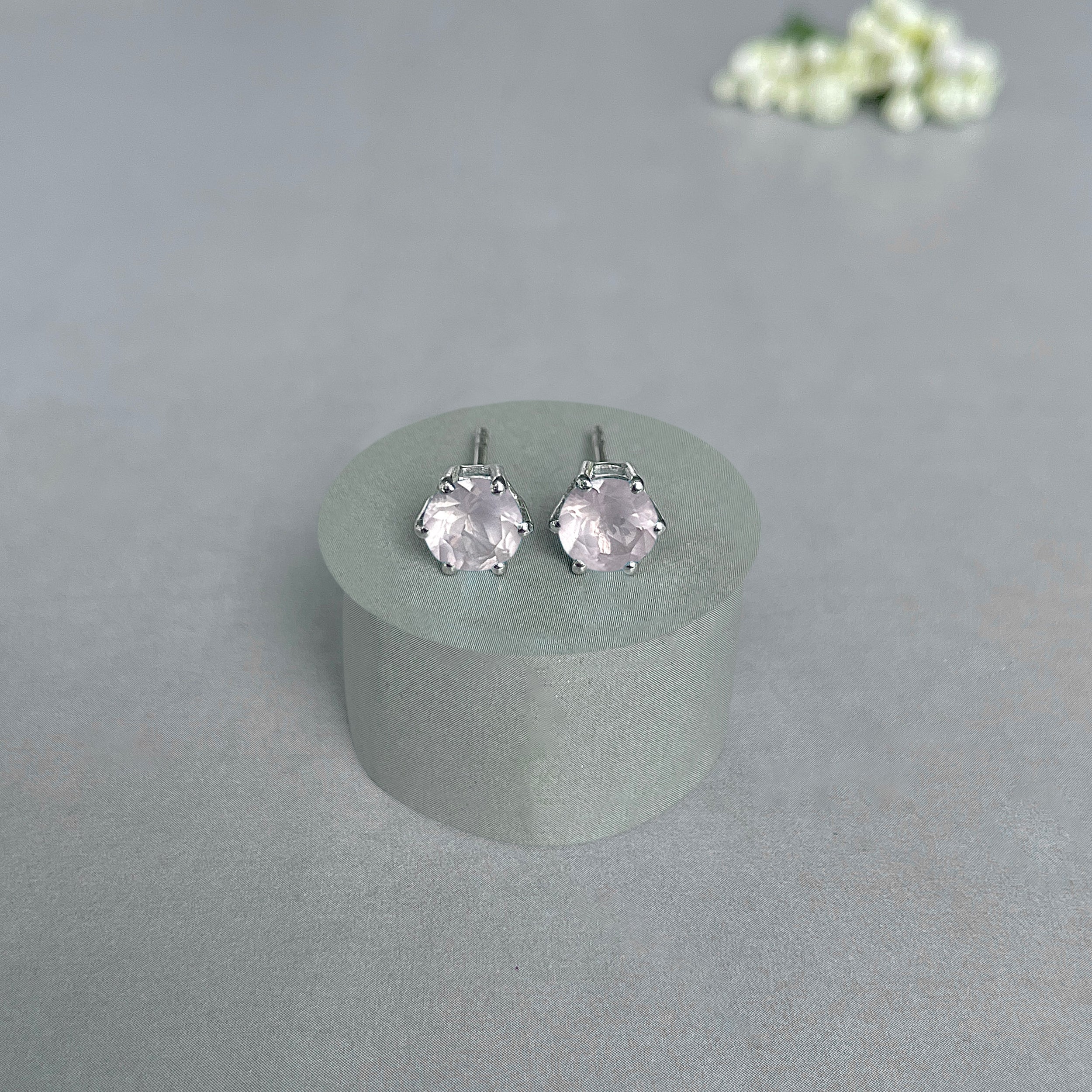 Rose Quartz Stud Earrings-(RSQ-SE-1024.)
