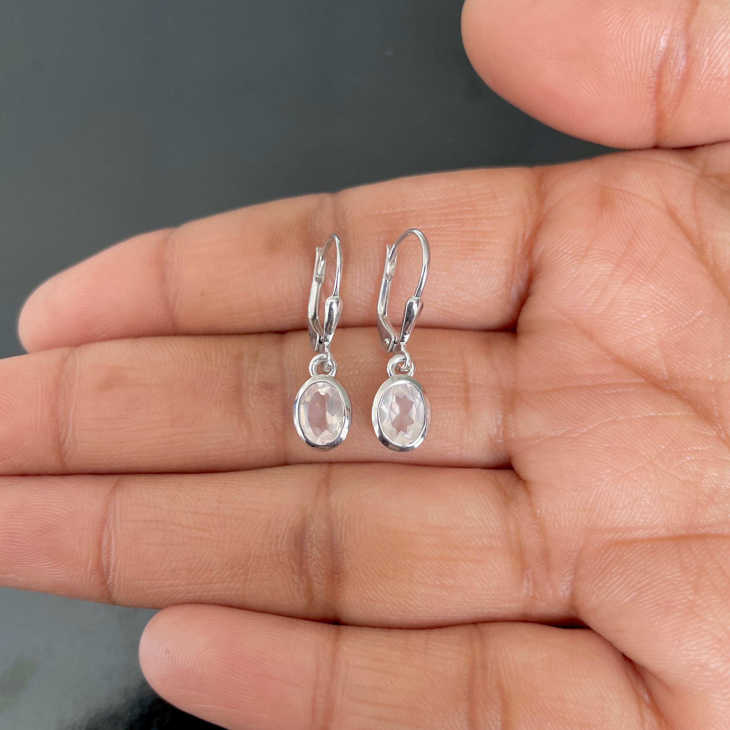 Rose Quartz Leverback Earring-(RSQ-SE-1316.)