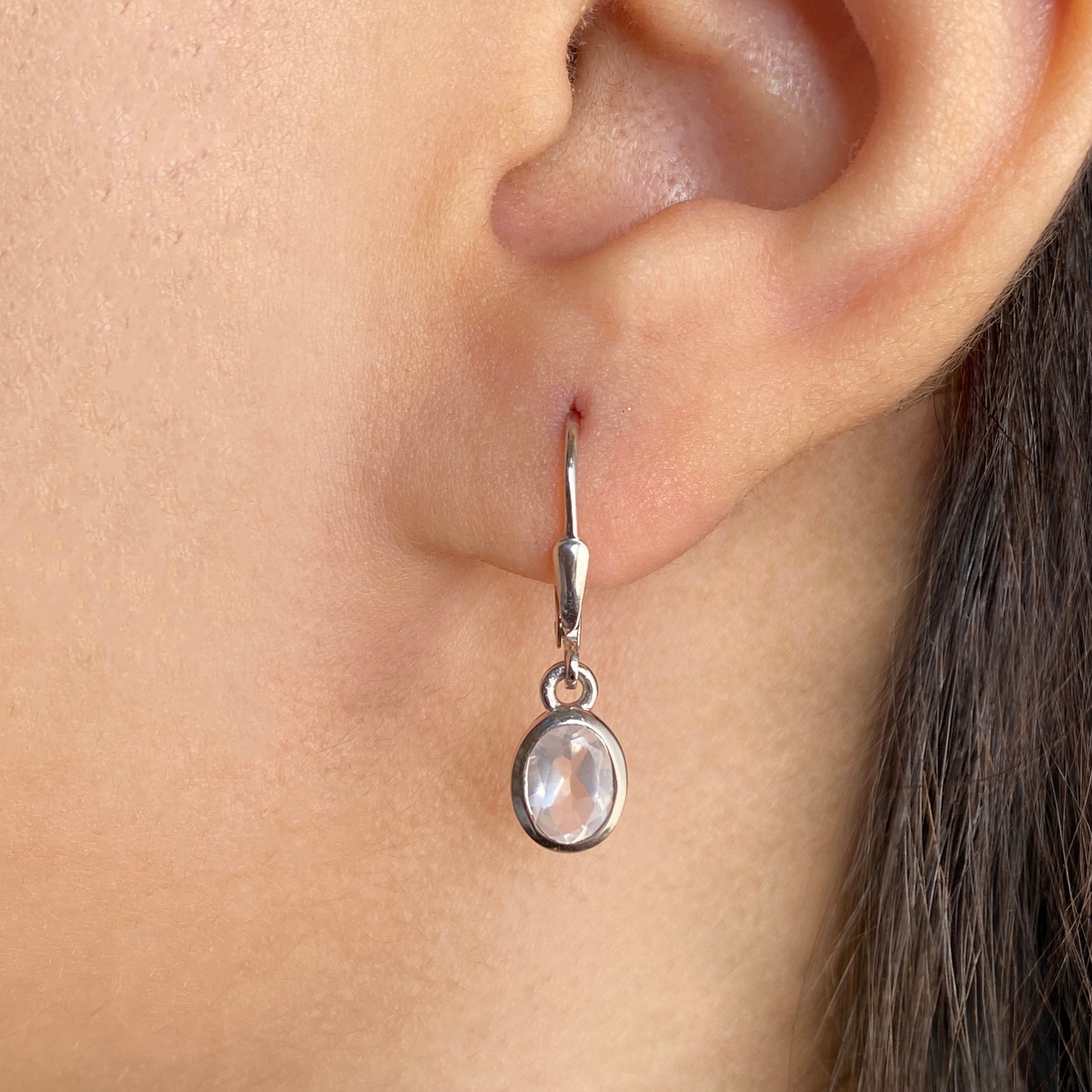 Rose Quartz Leverback Earring-(RSQ-SE-1316.)