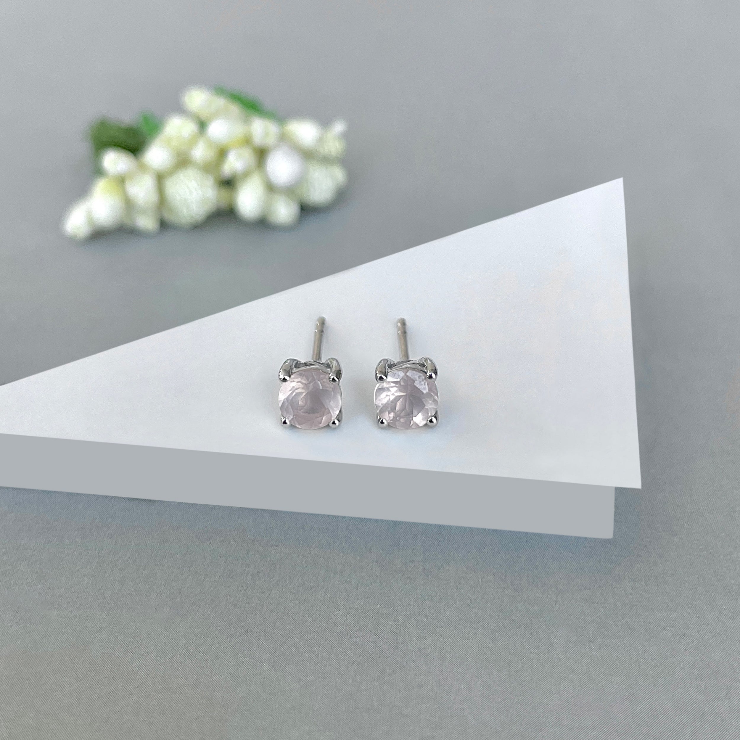 Rose Quartz Stud Earring-(RSQ-SE-1321.)