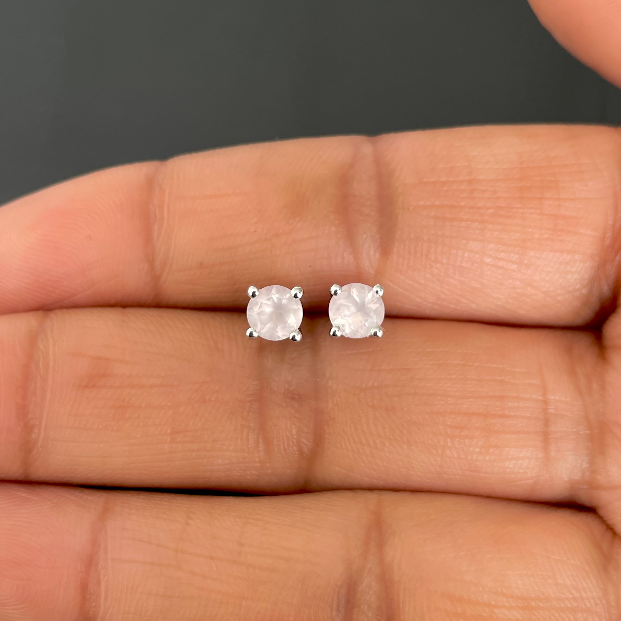 Rose Quartz Stud Earring-(RSQ-SE-1321.)