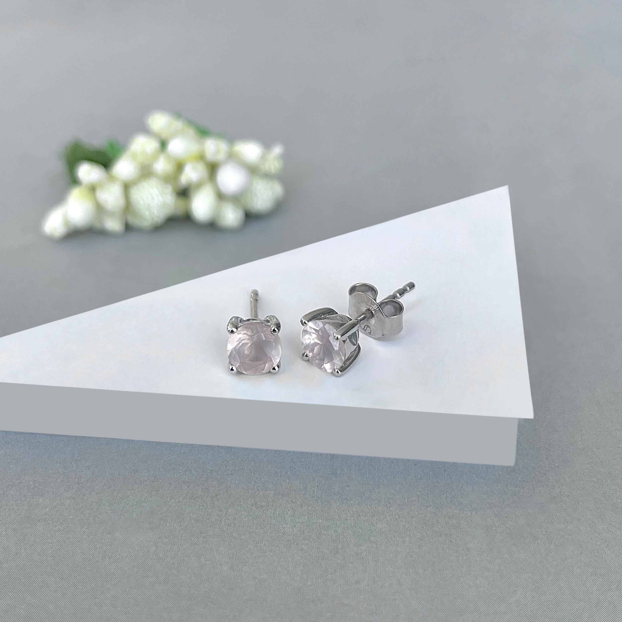 Rose Quartz Stud Earring-(RSQ-SE-1321.)