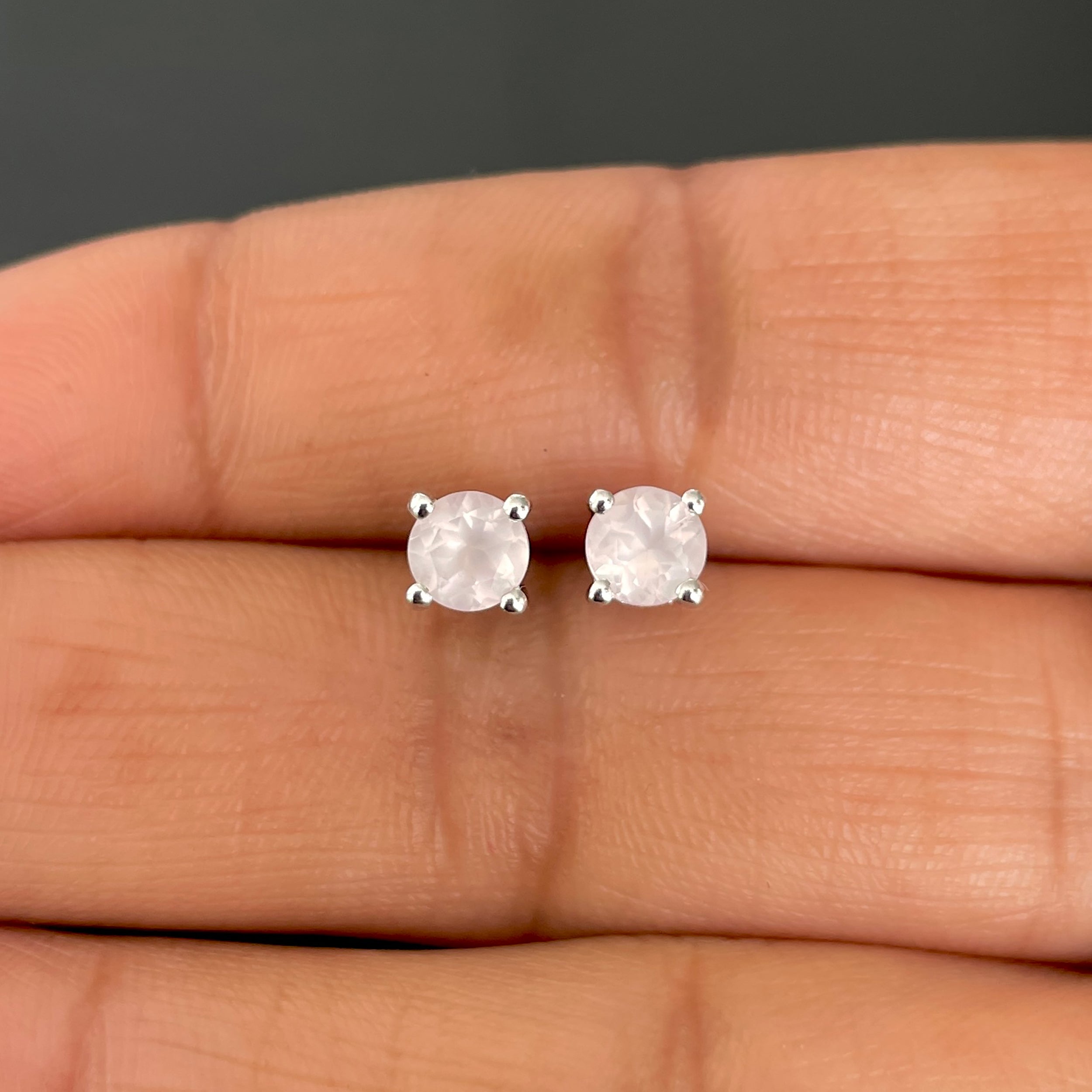 Rose Quartz Stud Earring-(RSQ-SE-1321.)