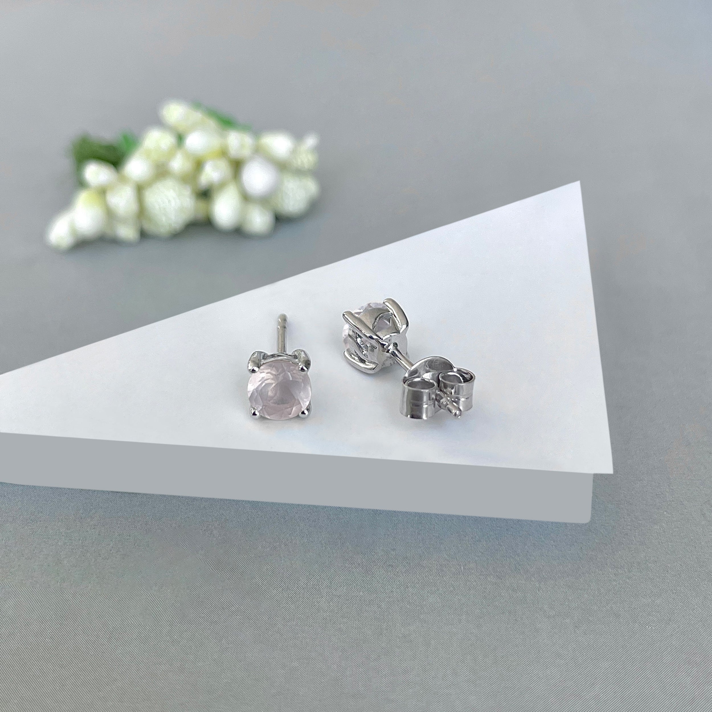 Rose Quartz Stud Earring-(RSQ-SE-1321.)