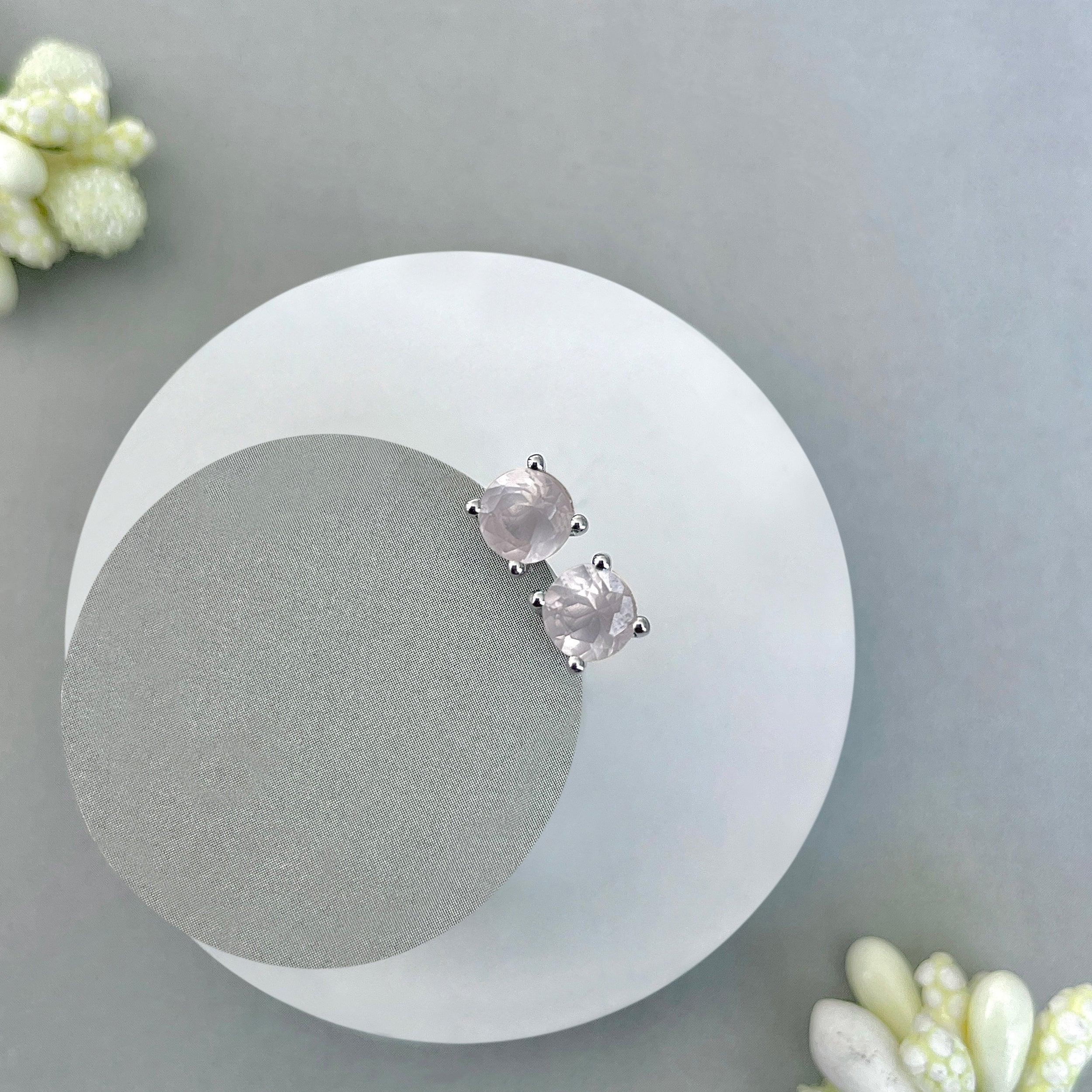 Rose Quartz Stud Earring-(RSQ-SE-1321.)
