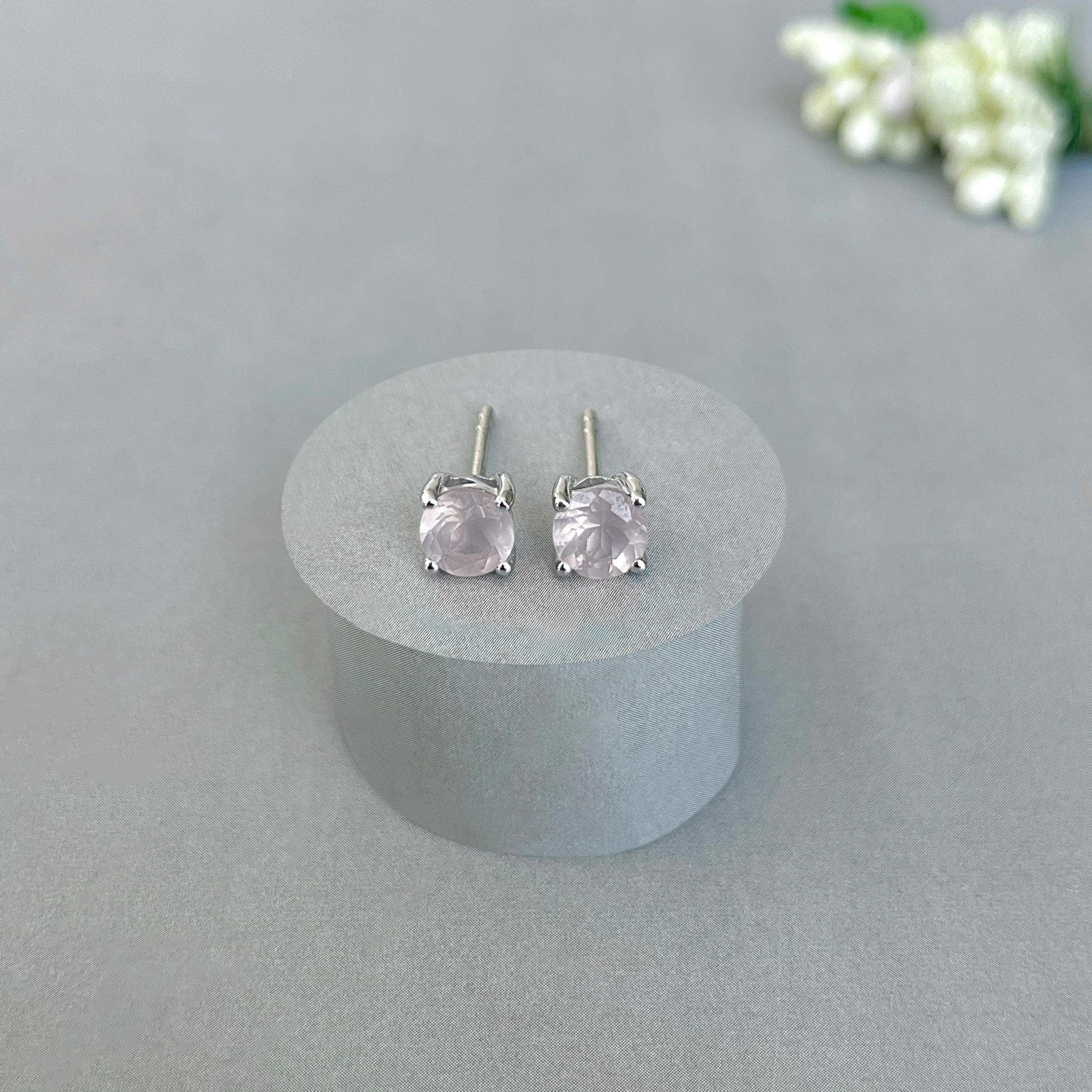 Rose Quartz Stud Earring-(RSQ-SE-1321.)