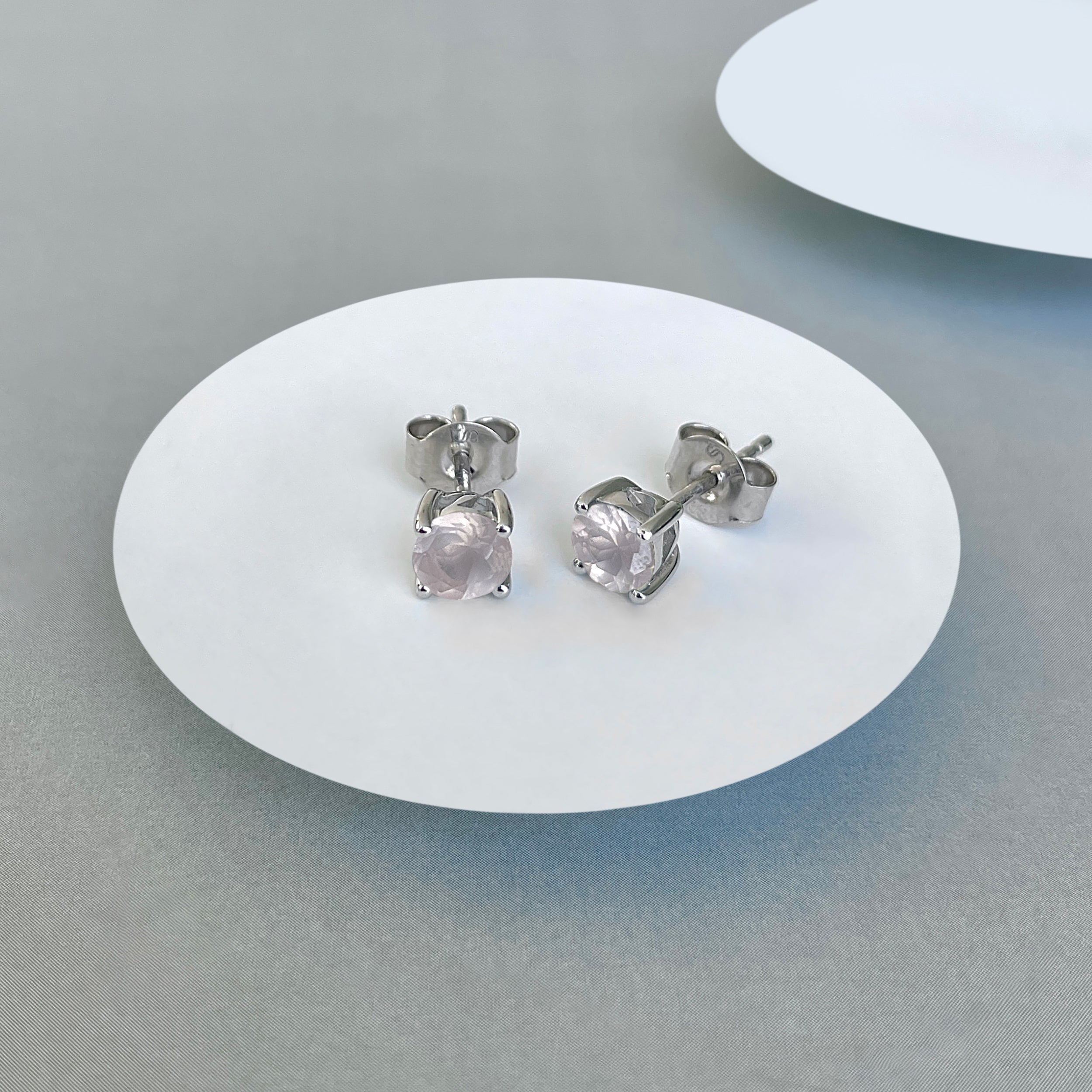 Rose Quartz Stud Earring-(RSQ-SE-1321.)